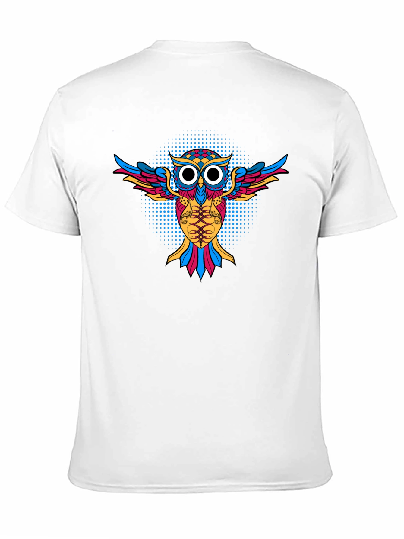 Camiseta Negra con Diseño de Búho Psicodélico