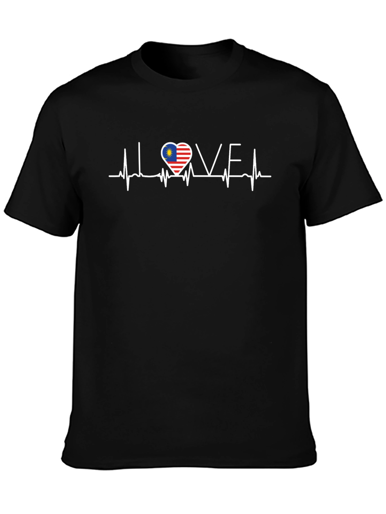 Camiseta Negra I Love con Bandera de Malasia