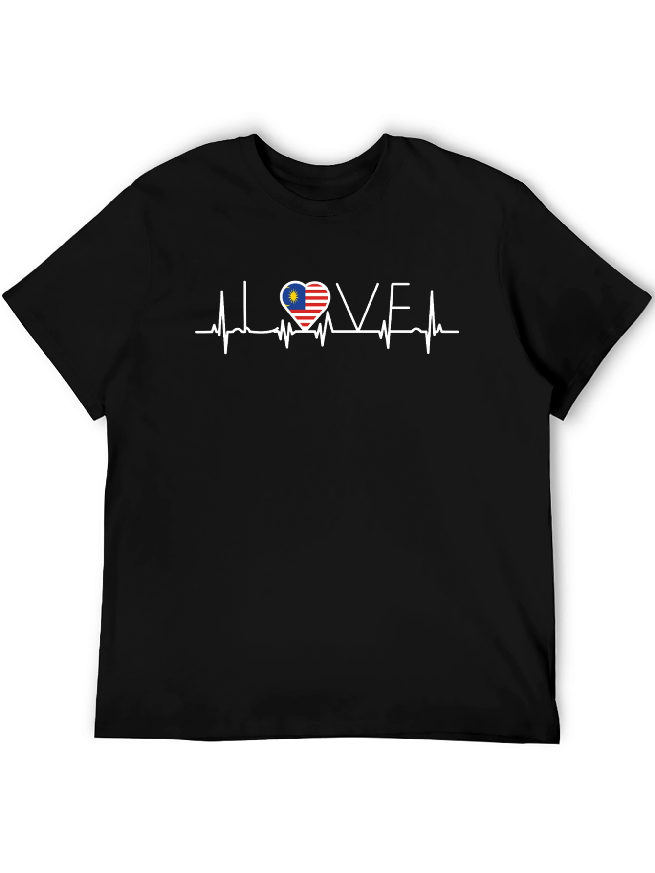 Camiseta Negra I Love con Bandera de Malasia