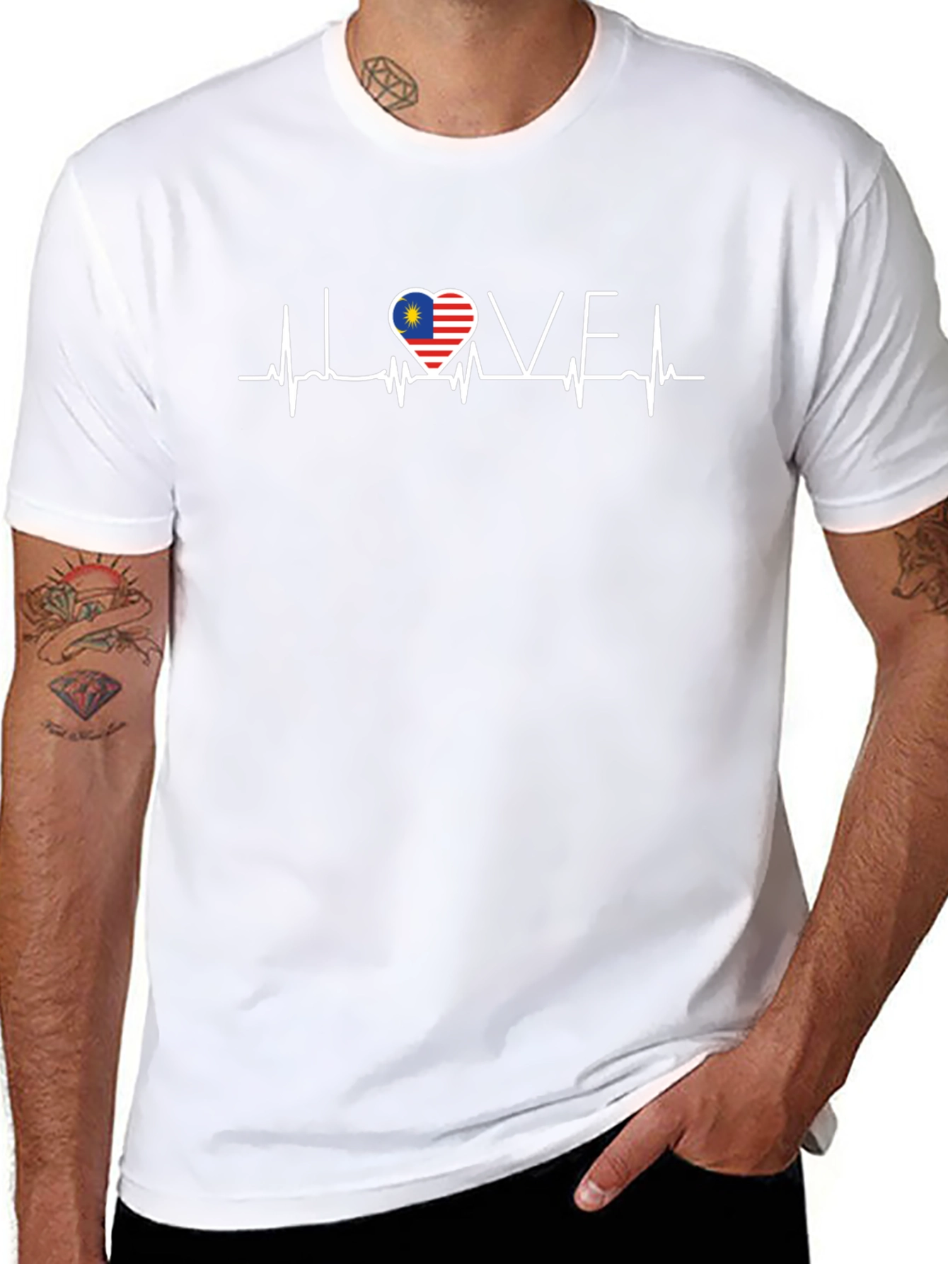 Camiseta Negra I Love con Bandera de Malasia