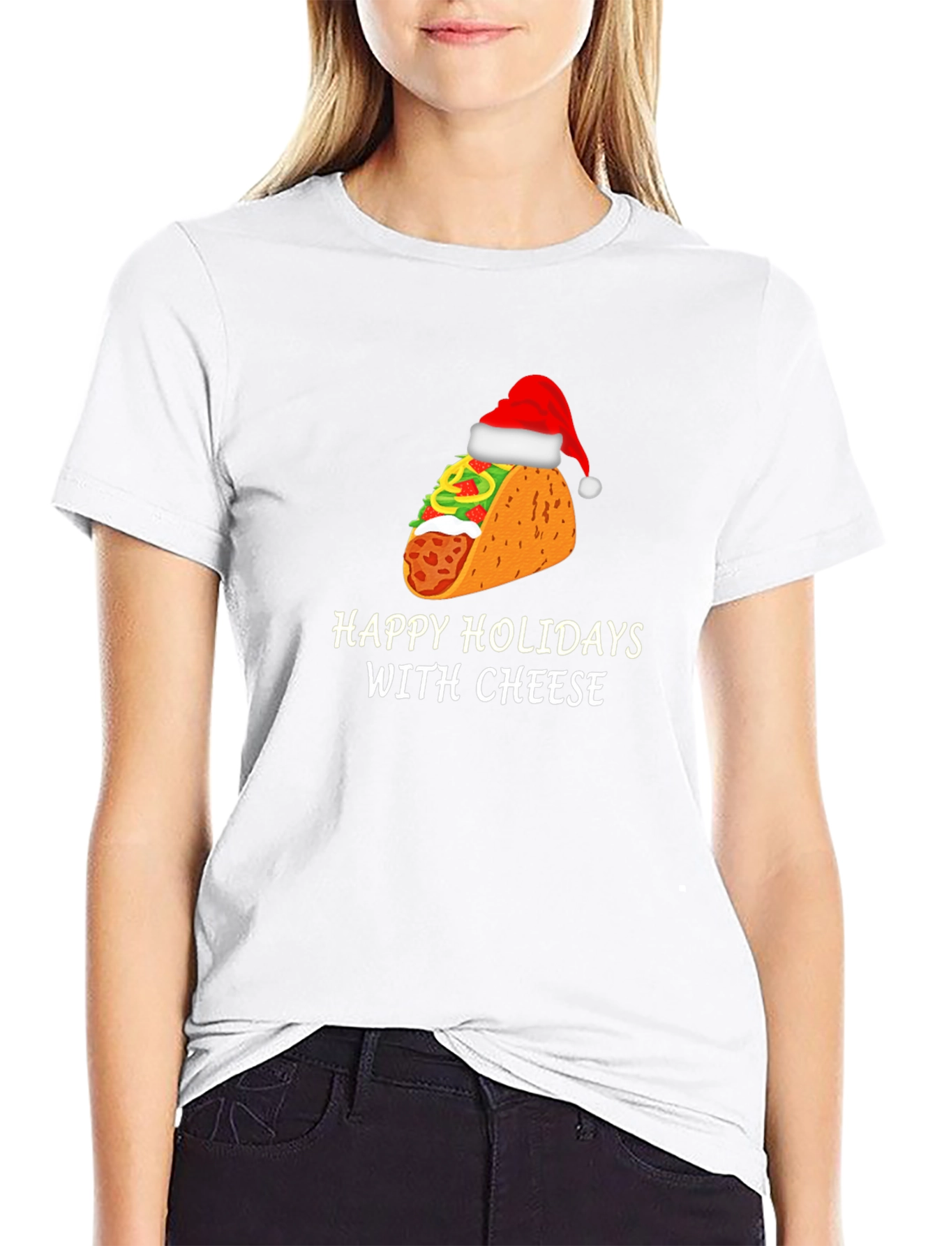 Camiseta Negra Navideña de Taco con Queso