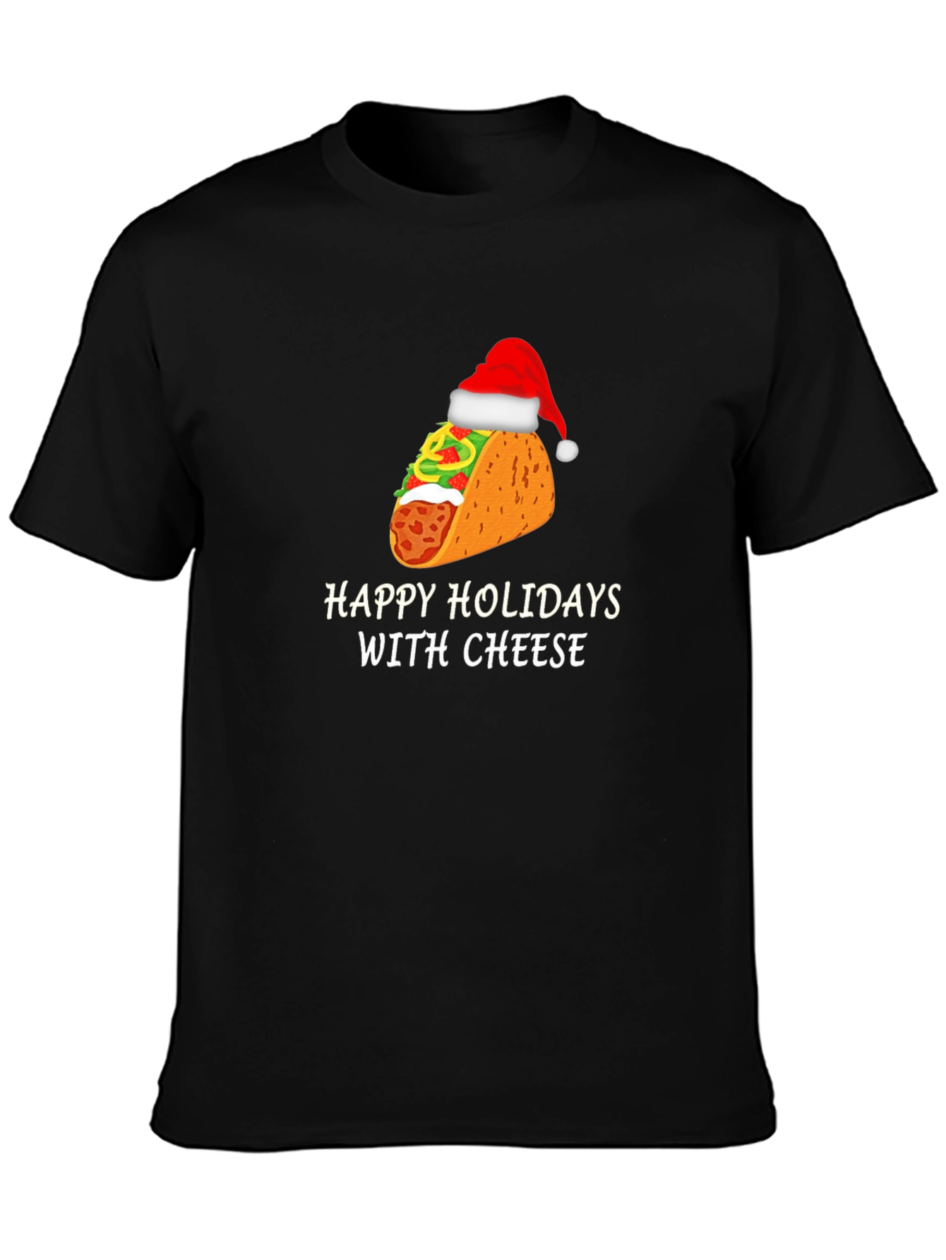 Camiseta Negra Navideña de Taco con Queso