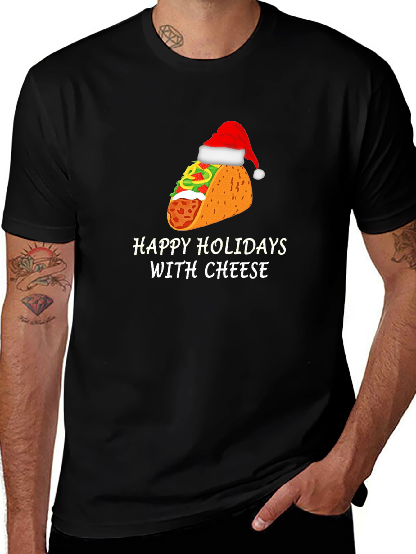 Camiseta Negra Navideña de Taco con Queso
