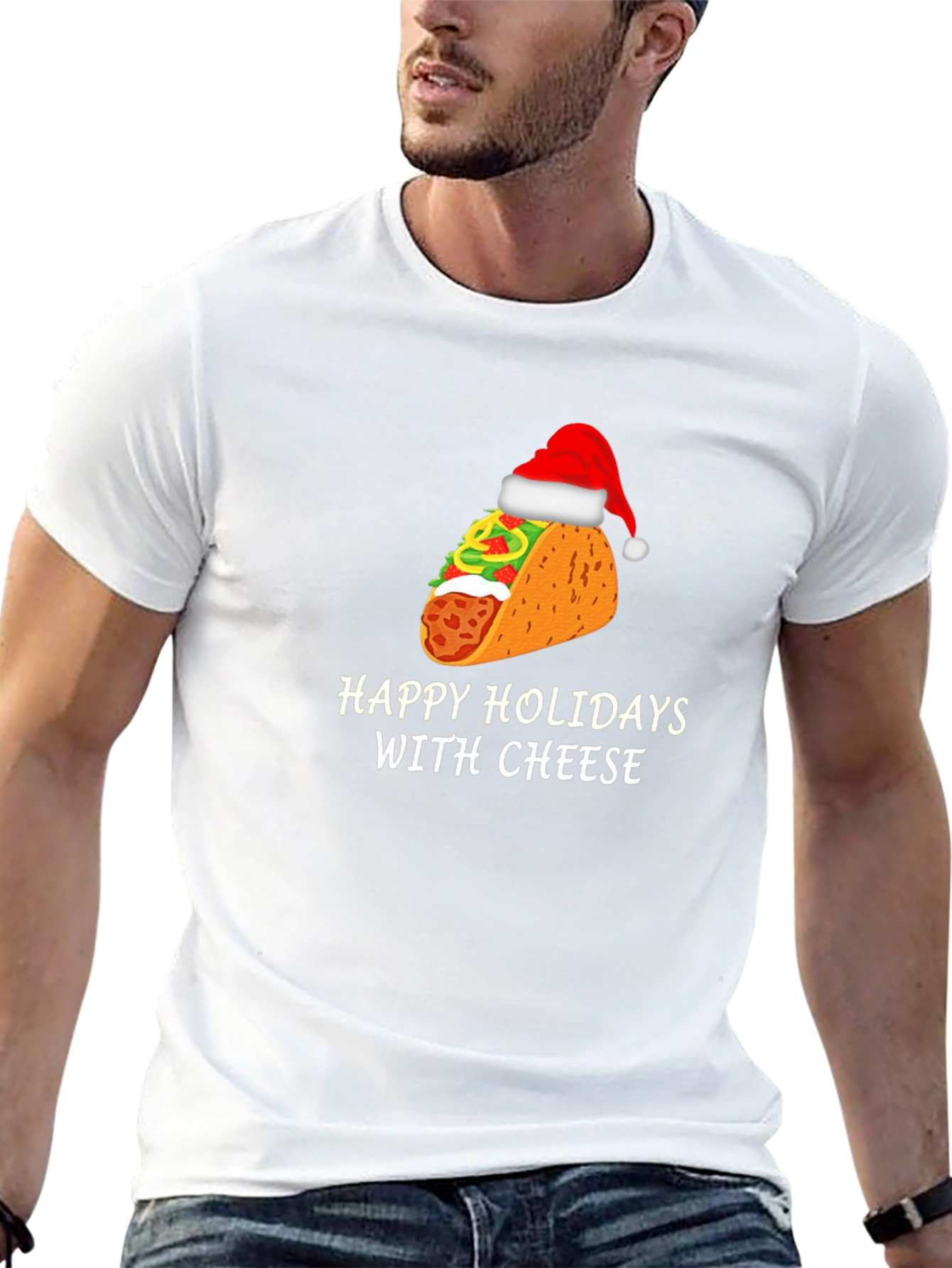 Camiseta Negra Navideña de Taco con Queso
