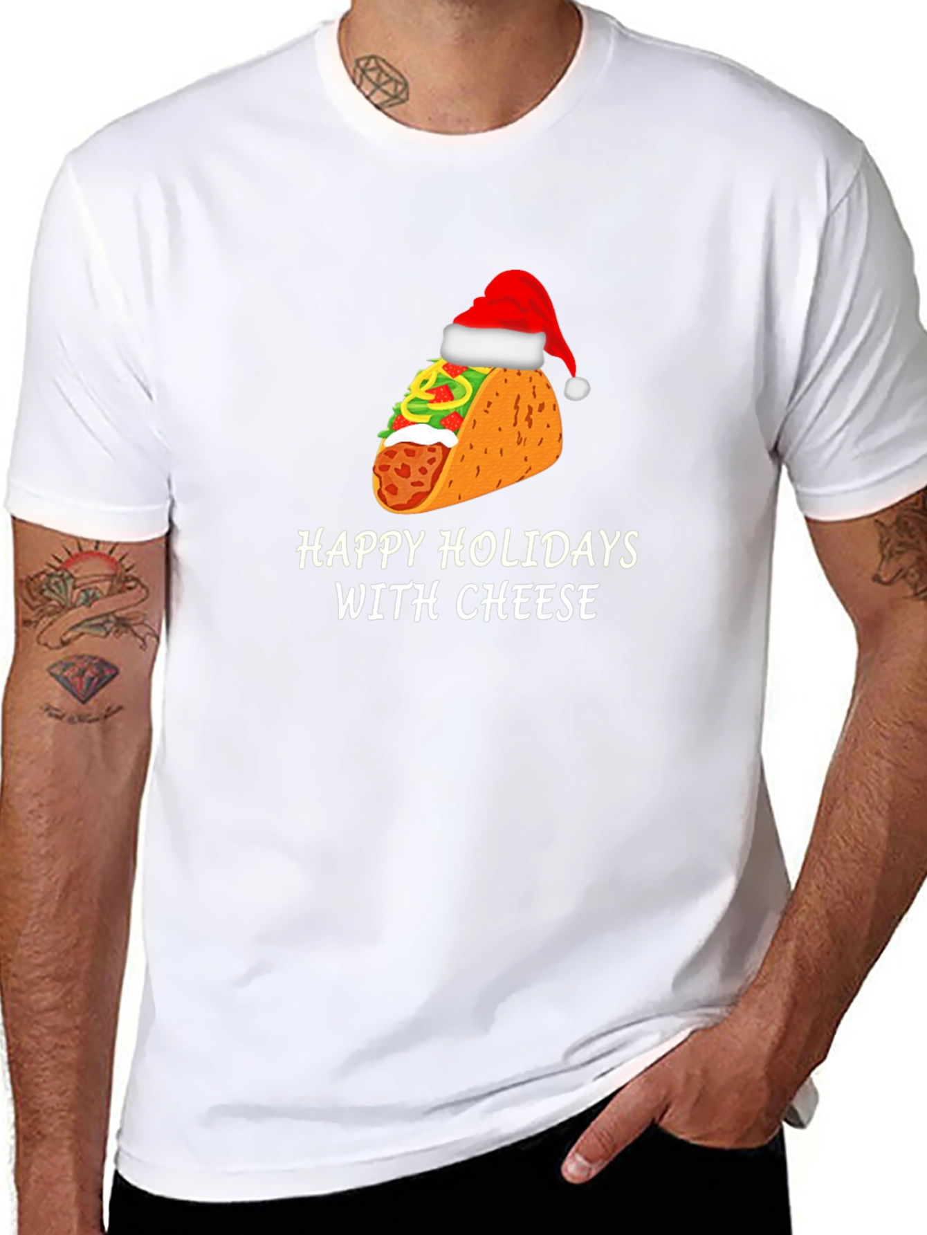 Camiseta Negra Navideña de Taco con Queso