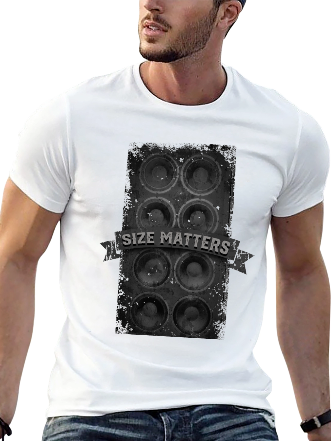 Camiseta Negra Size Matters - Sonido Impactante