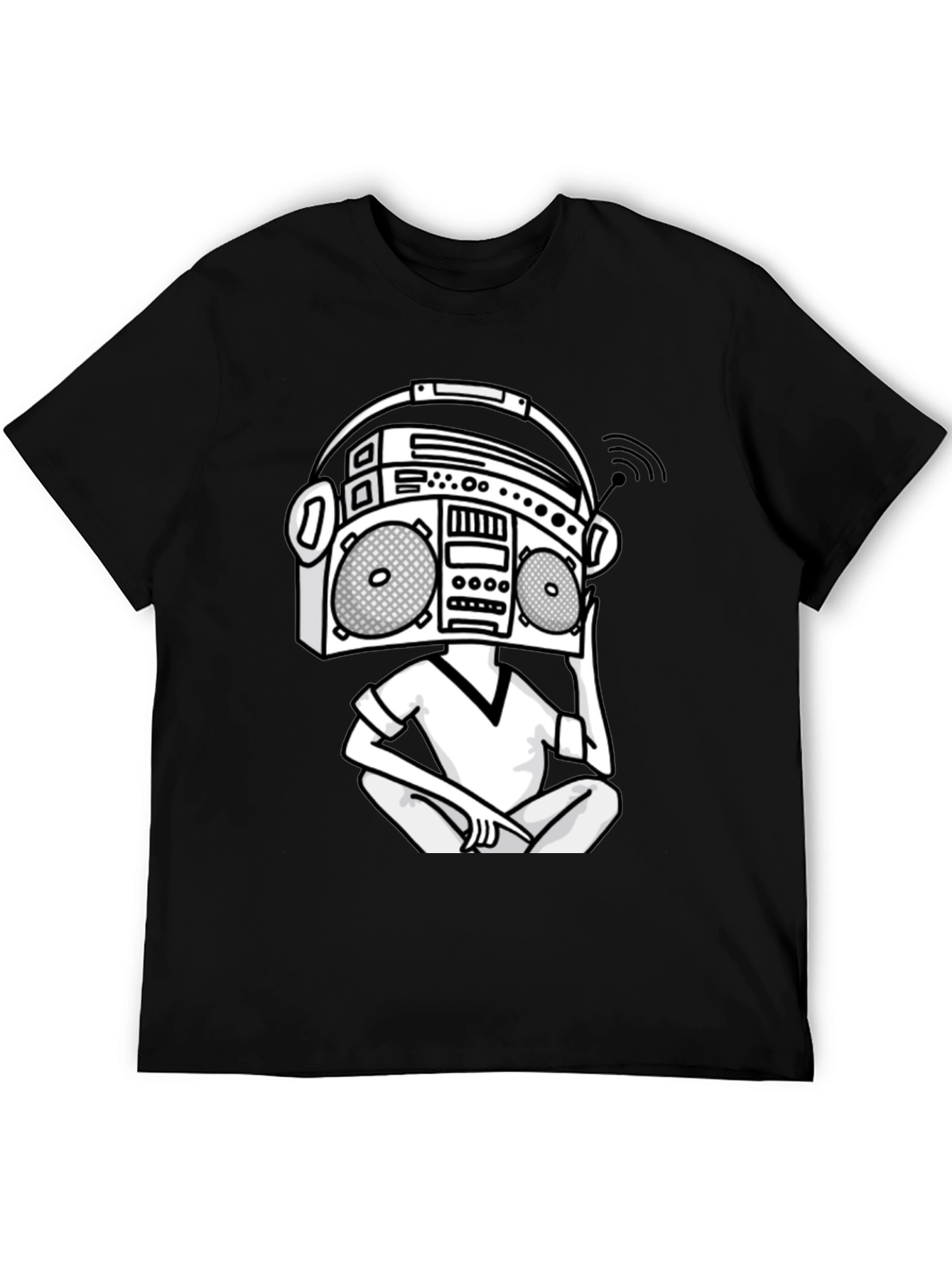 Camiseta Hombre Negra Diseño Boombox