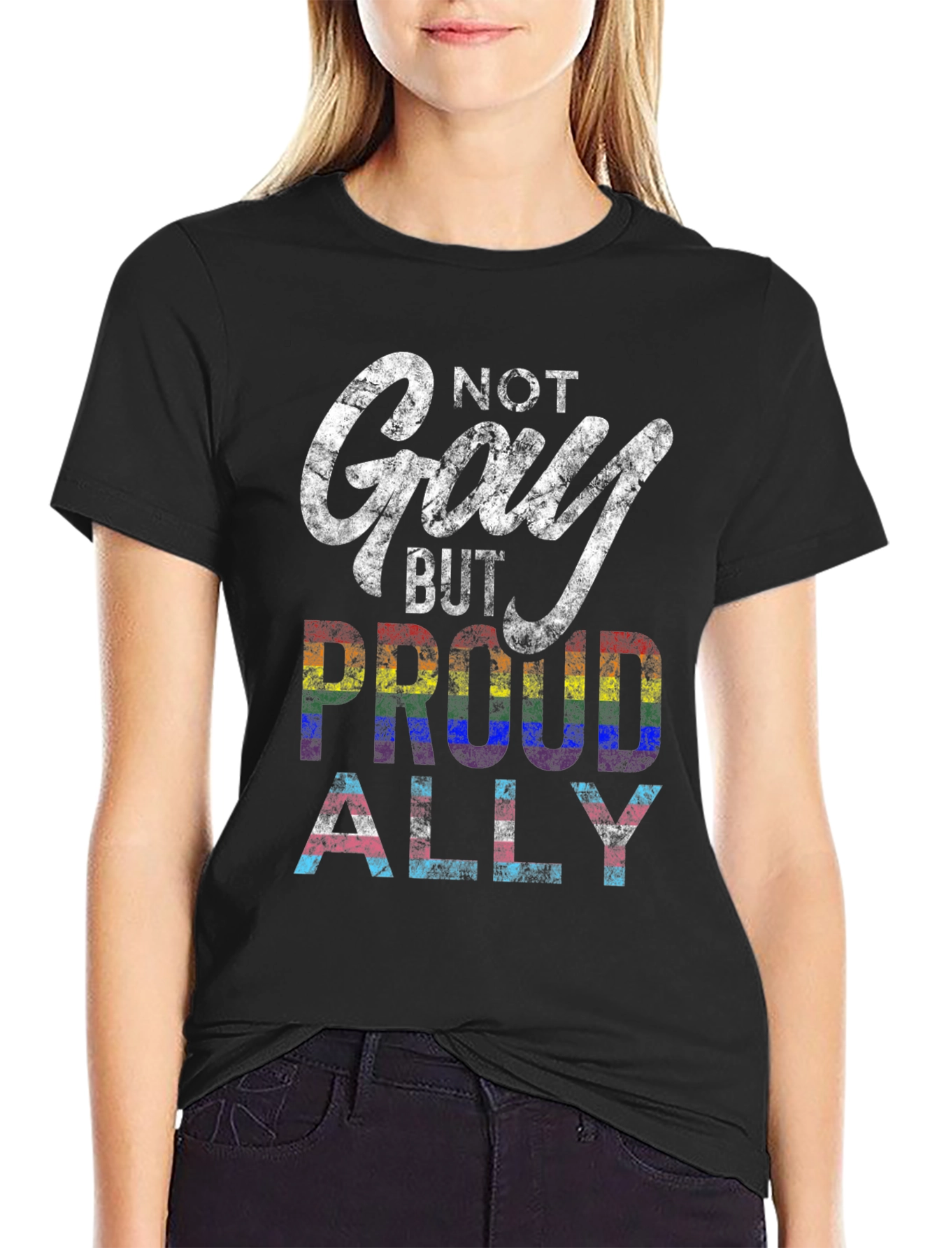 Camiseta Negra No Gay But Proud Ally Pride