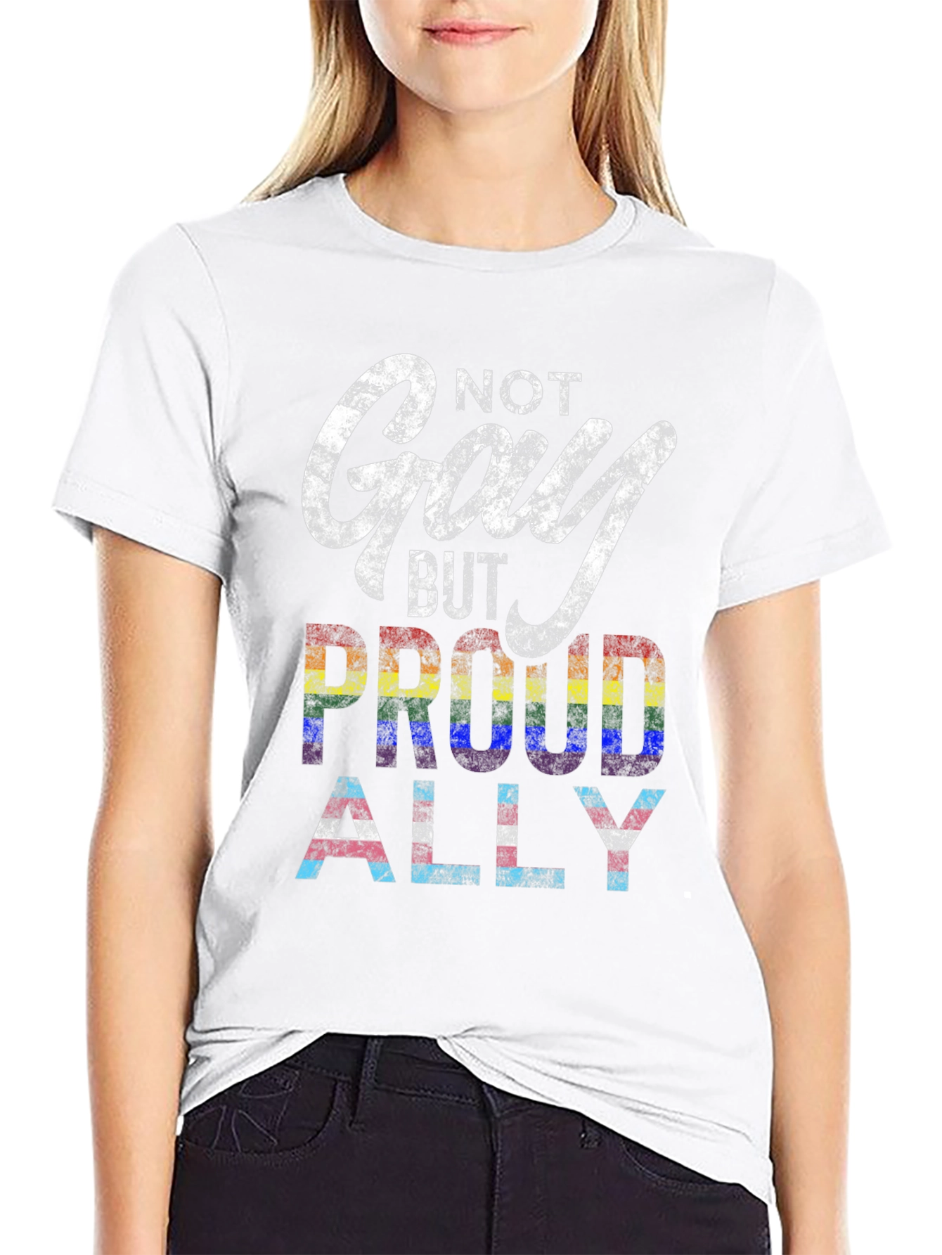 Camiseta Negra No Gay But Proud Ally Pride