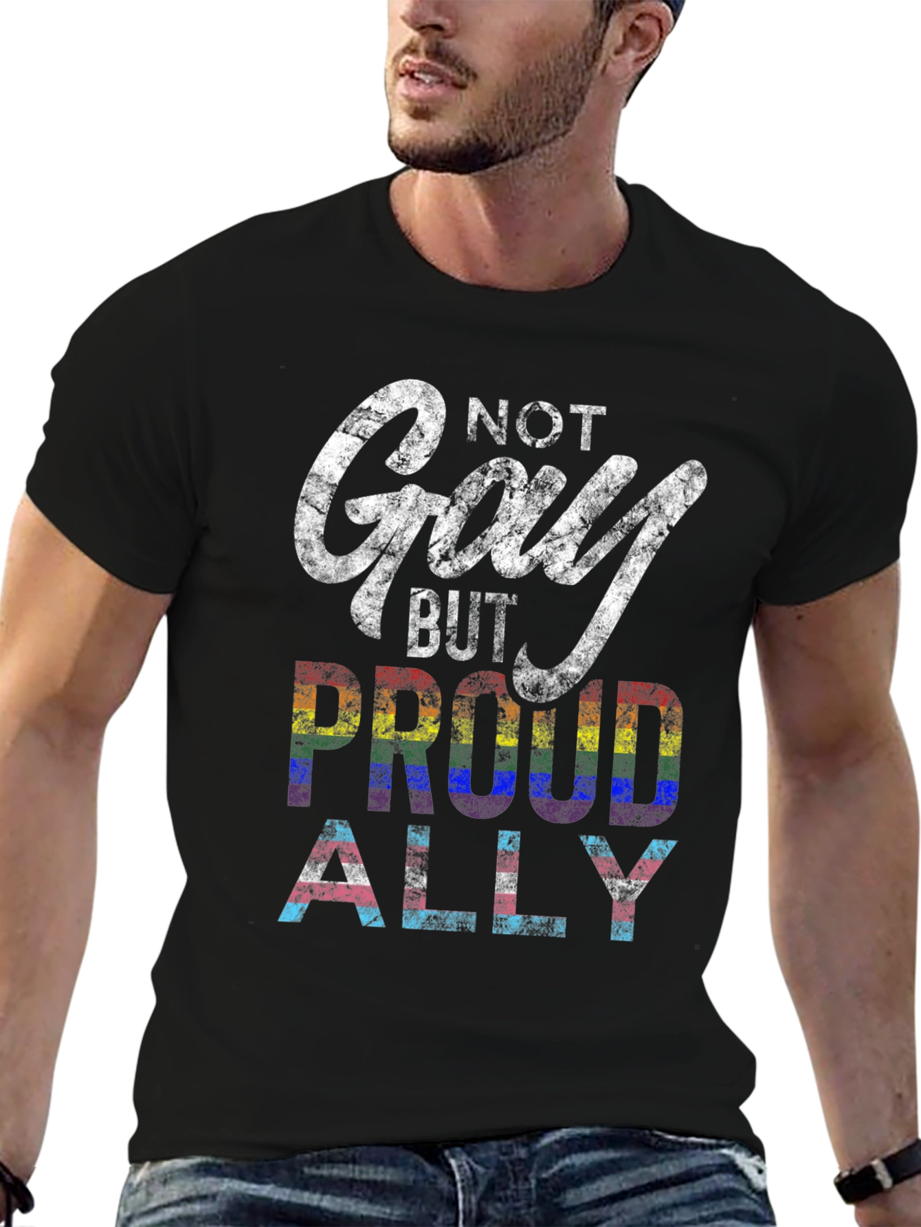 Camiseta Negra No Gay But Proud Ally Pride