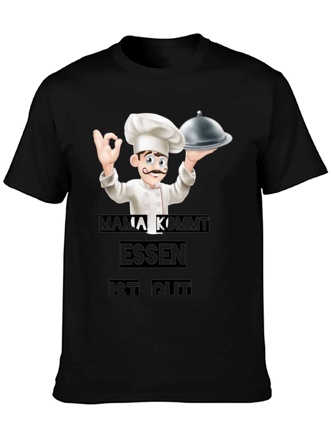 Camiseta Negra Chef: Mamá Viene ¡La Comida Está Buena!