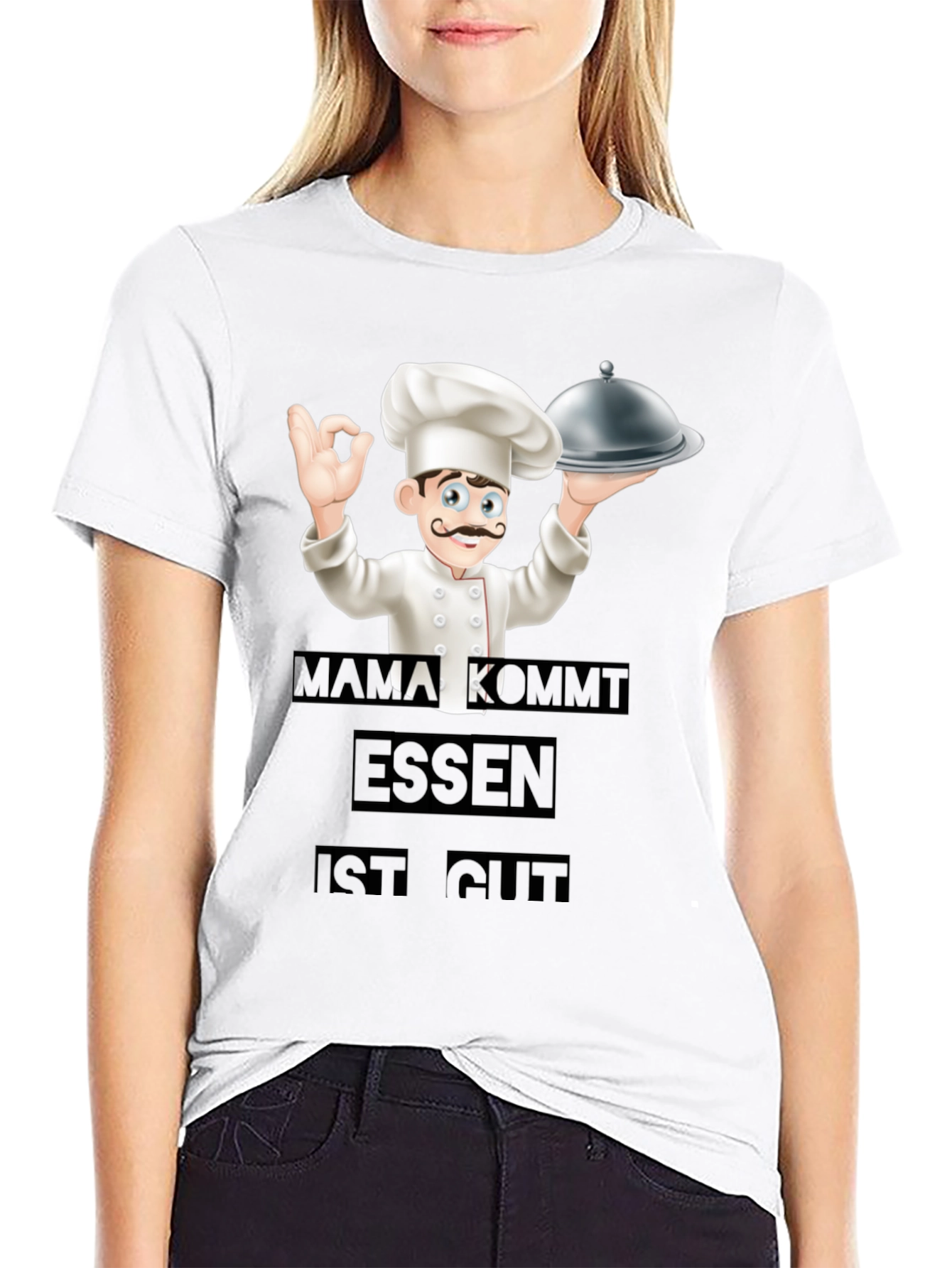 Camiseta Negra Chef: Mamá Viene ¡La Comida Está Buena!