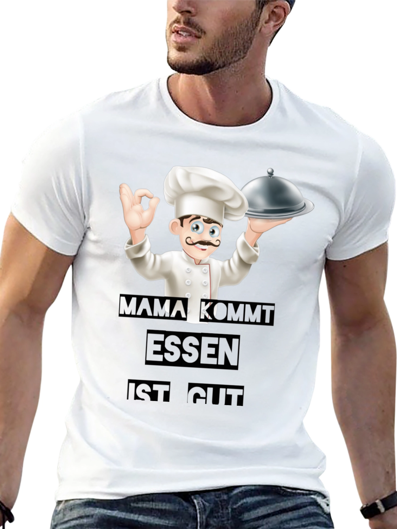 Camiseta Negra Chef: Mamá Viene ¡La Comida Está Buena!