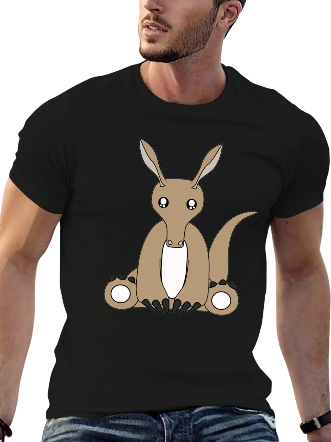 Camiseta Negra con Diseño de Oso Hormiguero