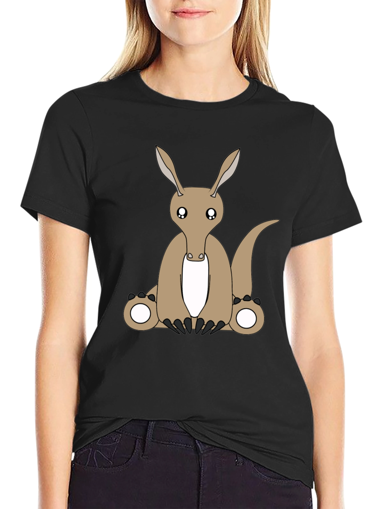 Camiseta Negra con Diseño de Oso Hormiguero