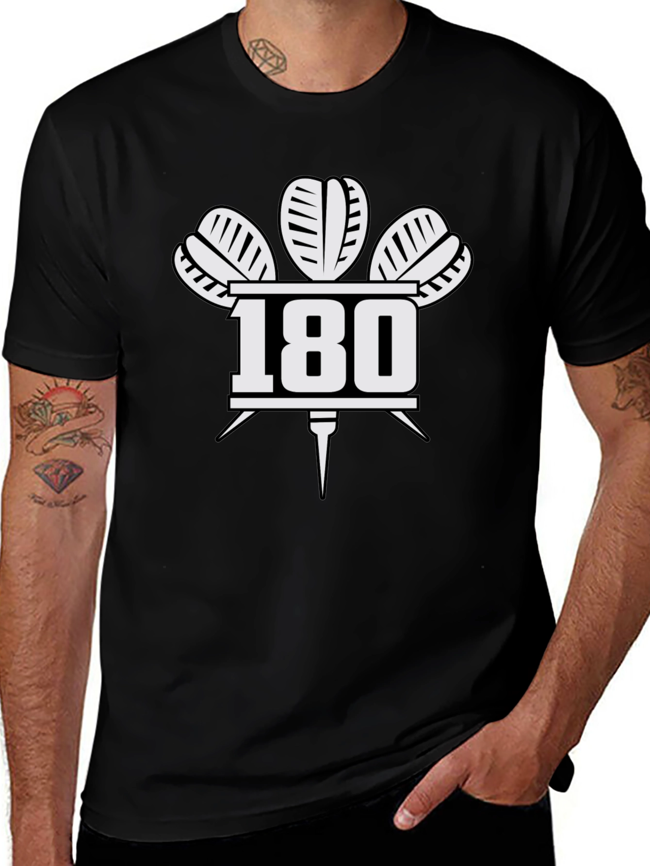 Camiseta Negra 180 Dardos para Hombre