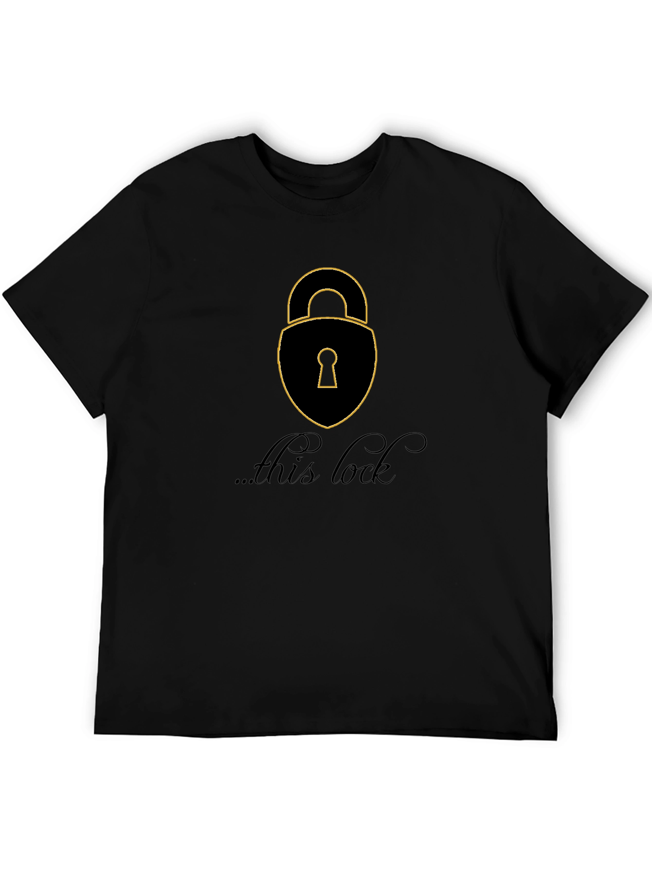 Camiseta Negra con Diseño de Candado para Hombre
