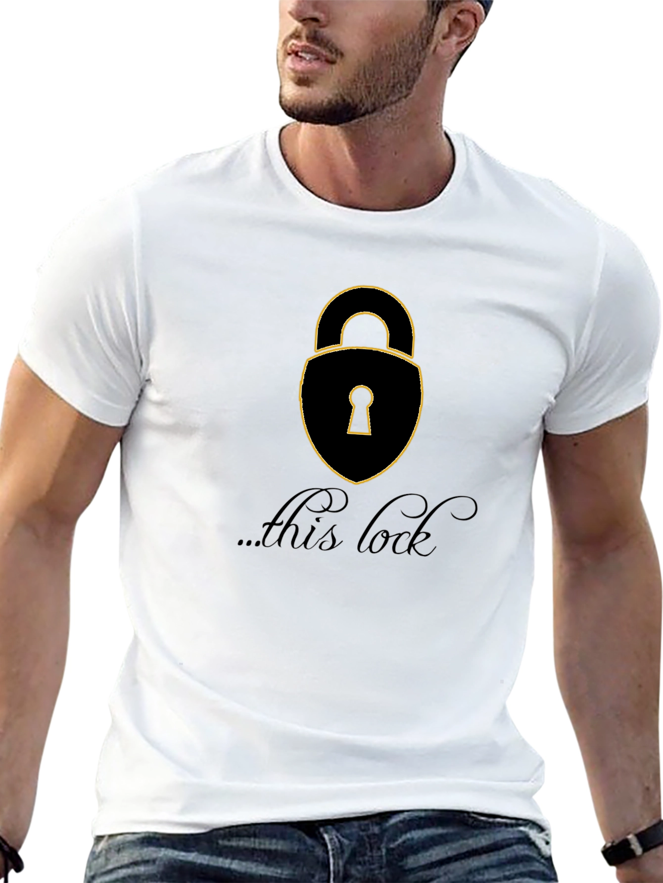 Camiseta Negra con Diseño de Candado para Hombre