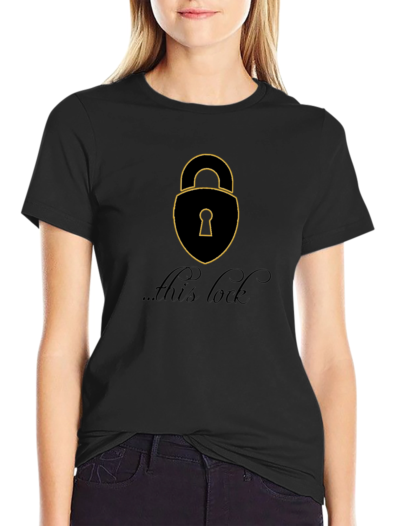 Camiseta Negra con Diseño de Candado para Hombre