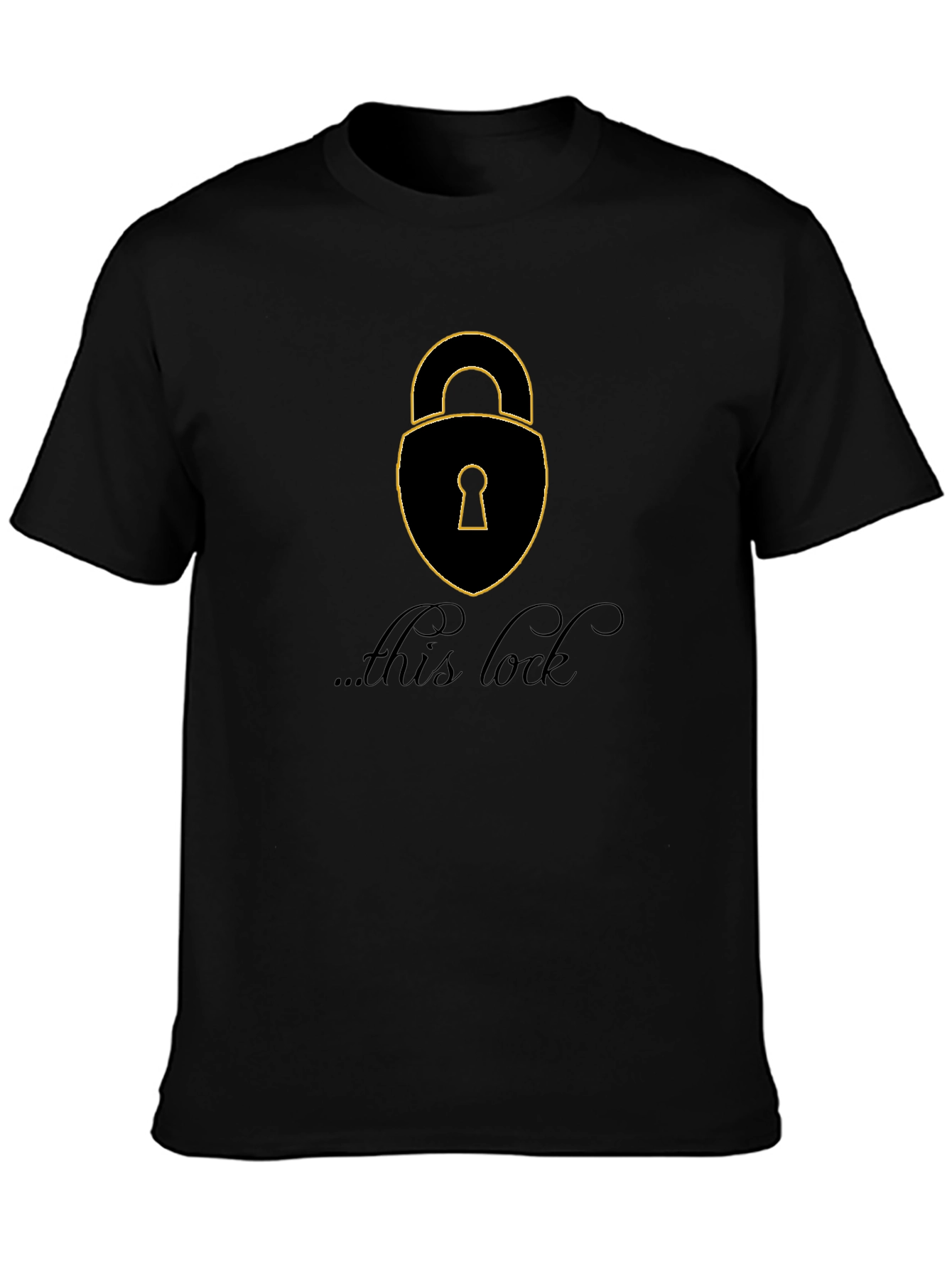 Camiseta Negra con Diseño de Candado para Hombre