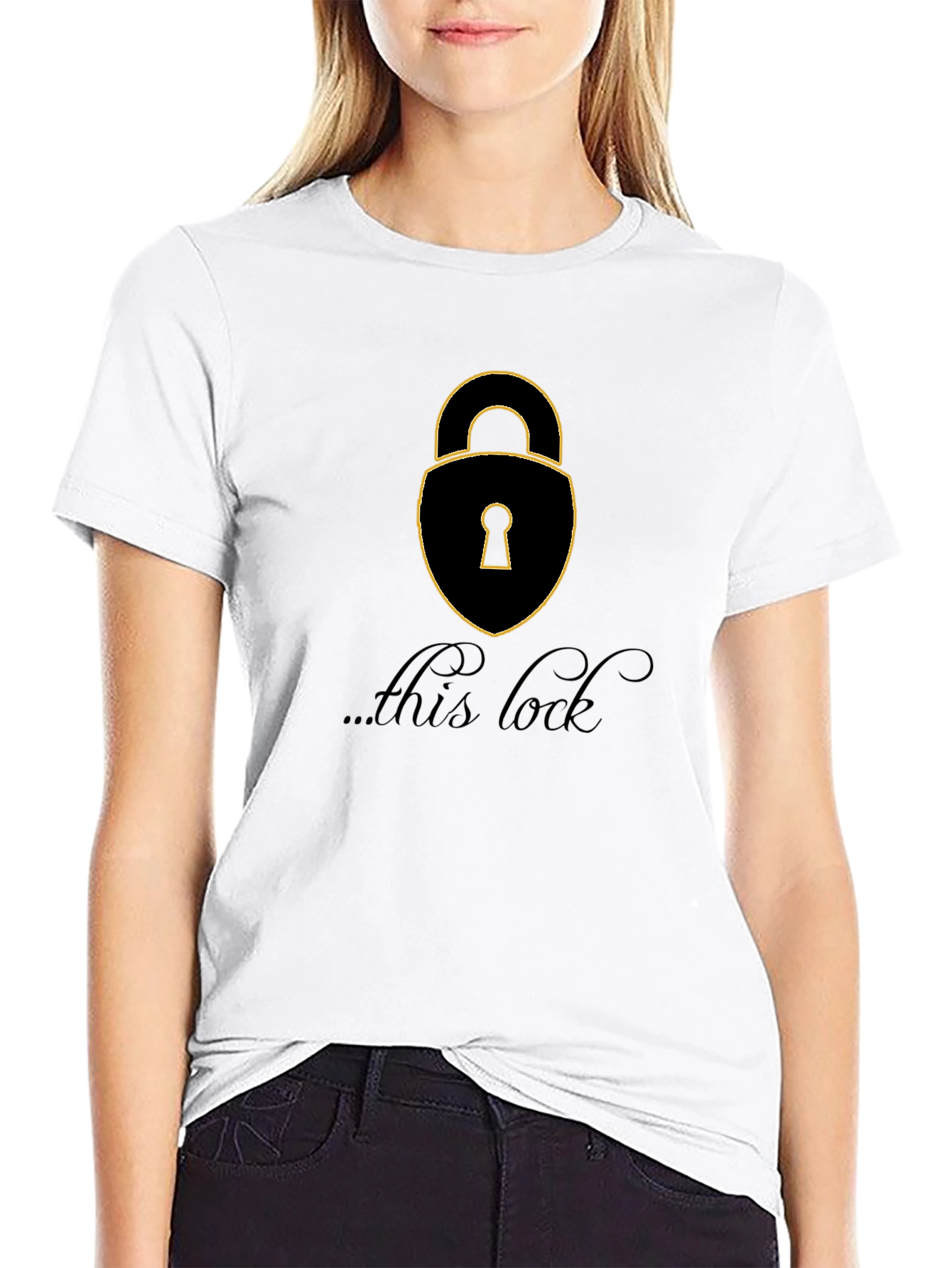 Camiseta Negra con Diseño de Candado para Hombre