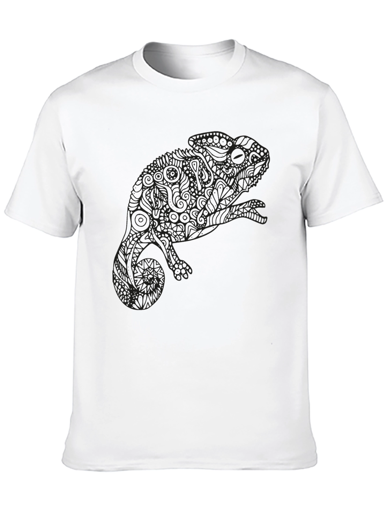 Camiseta Negra con Diseño de Camaleón Abstracto