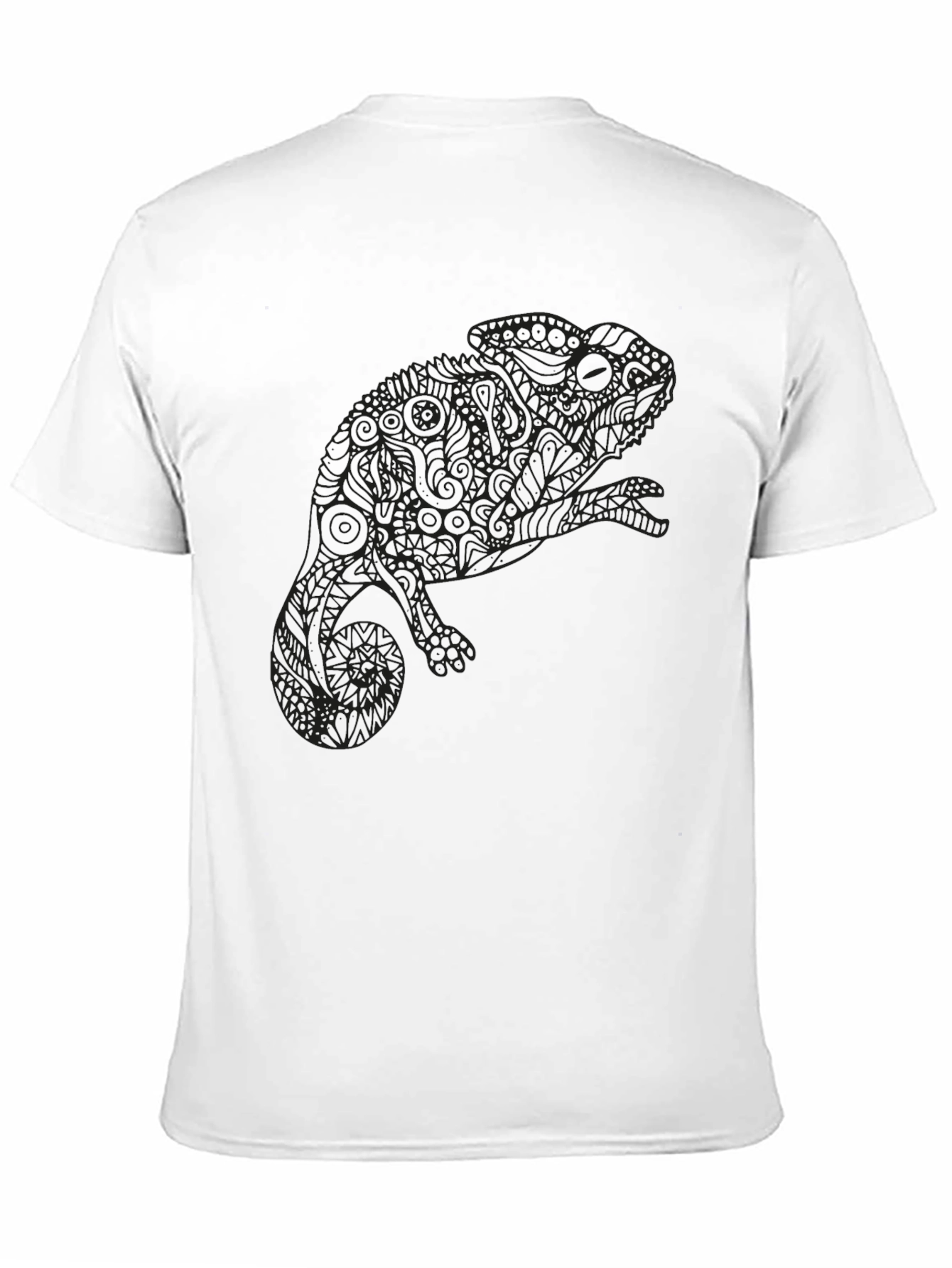 Camiseta Negra con Diseño de Camaleón Abstracto