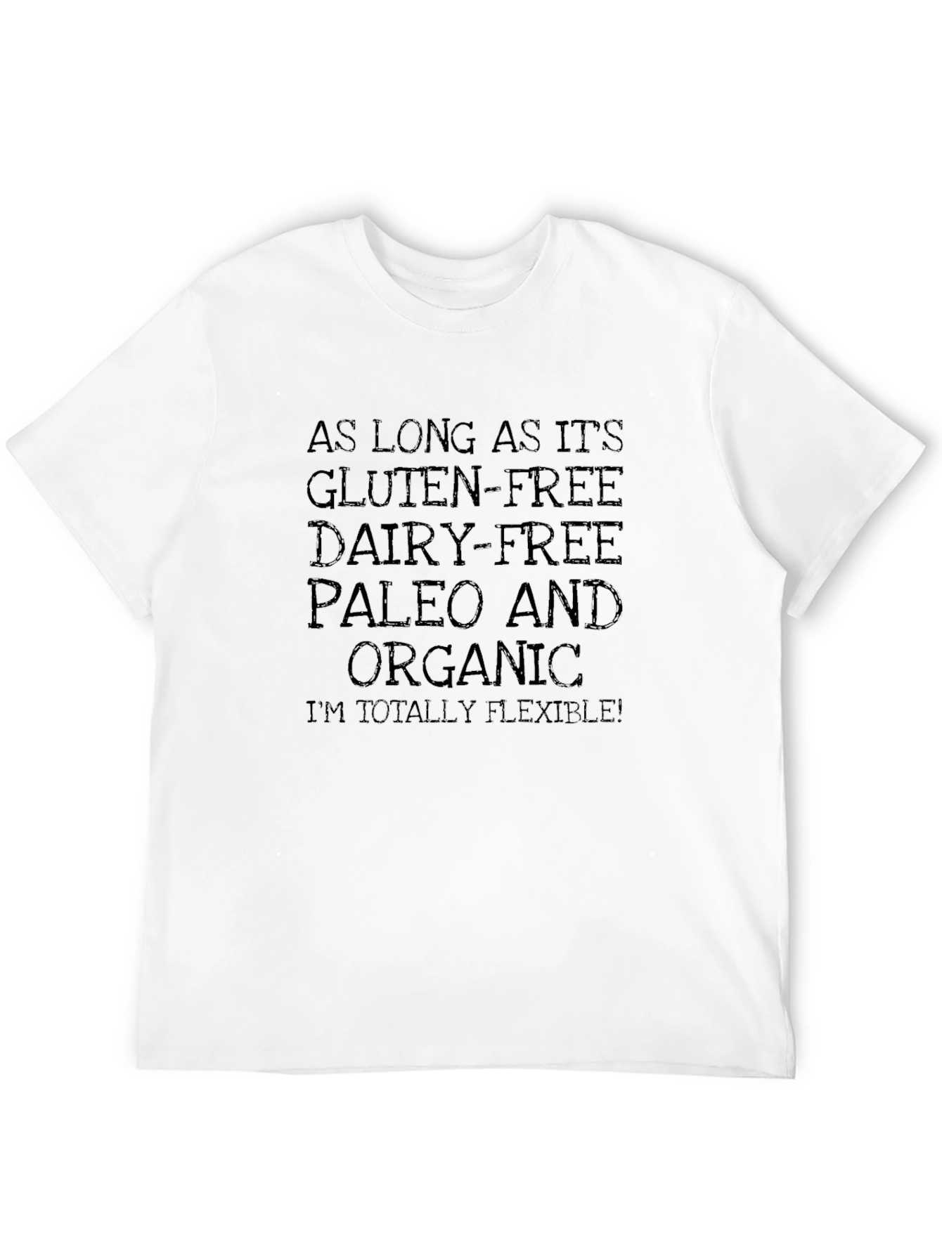 Camiseta Negra Humorística: ¡Gluten-Free Paleo y Flexible!