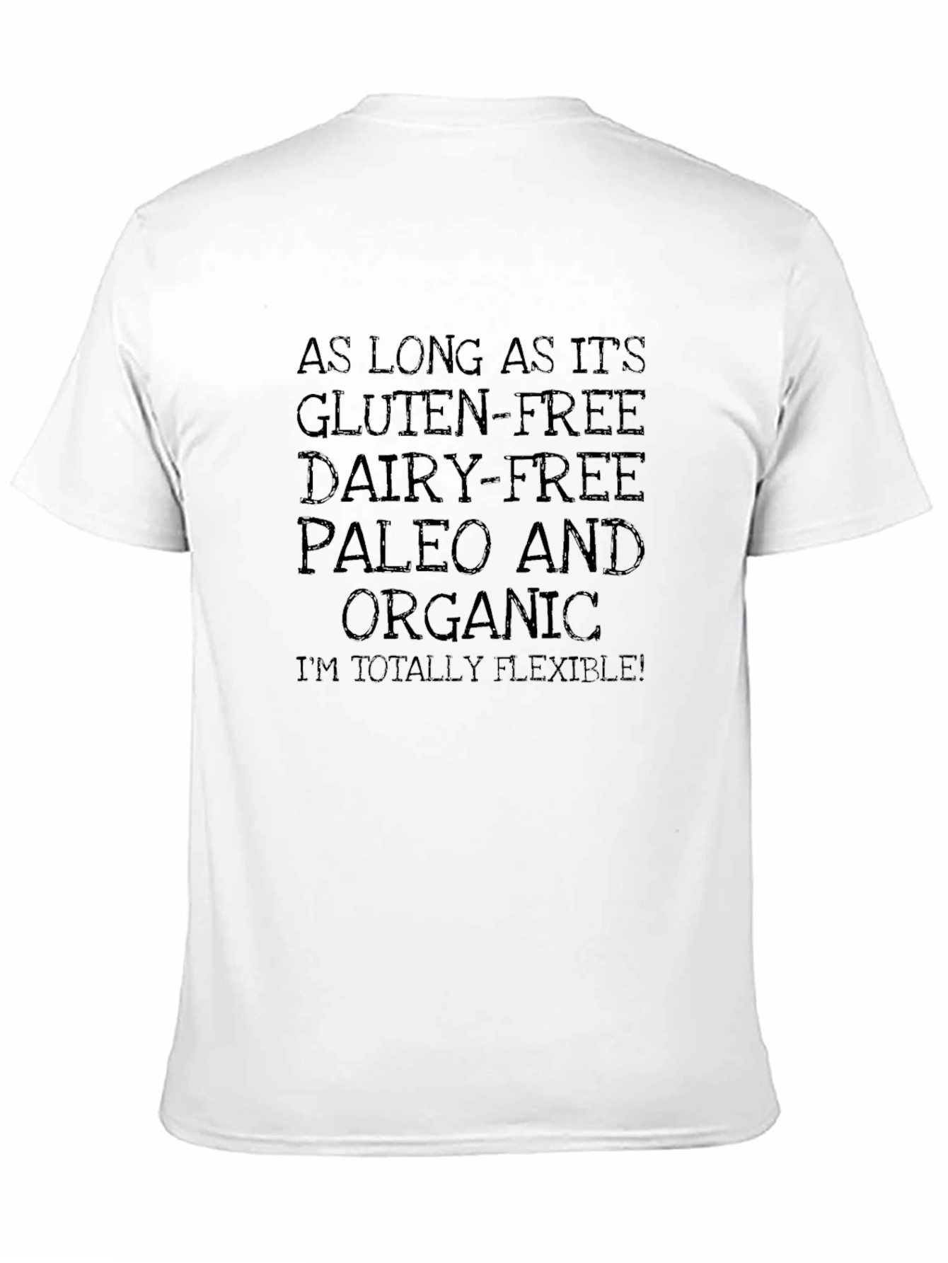 Camiseta Negra Humorística: ¡Gluten-Free Paleo y Flexible!