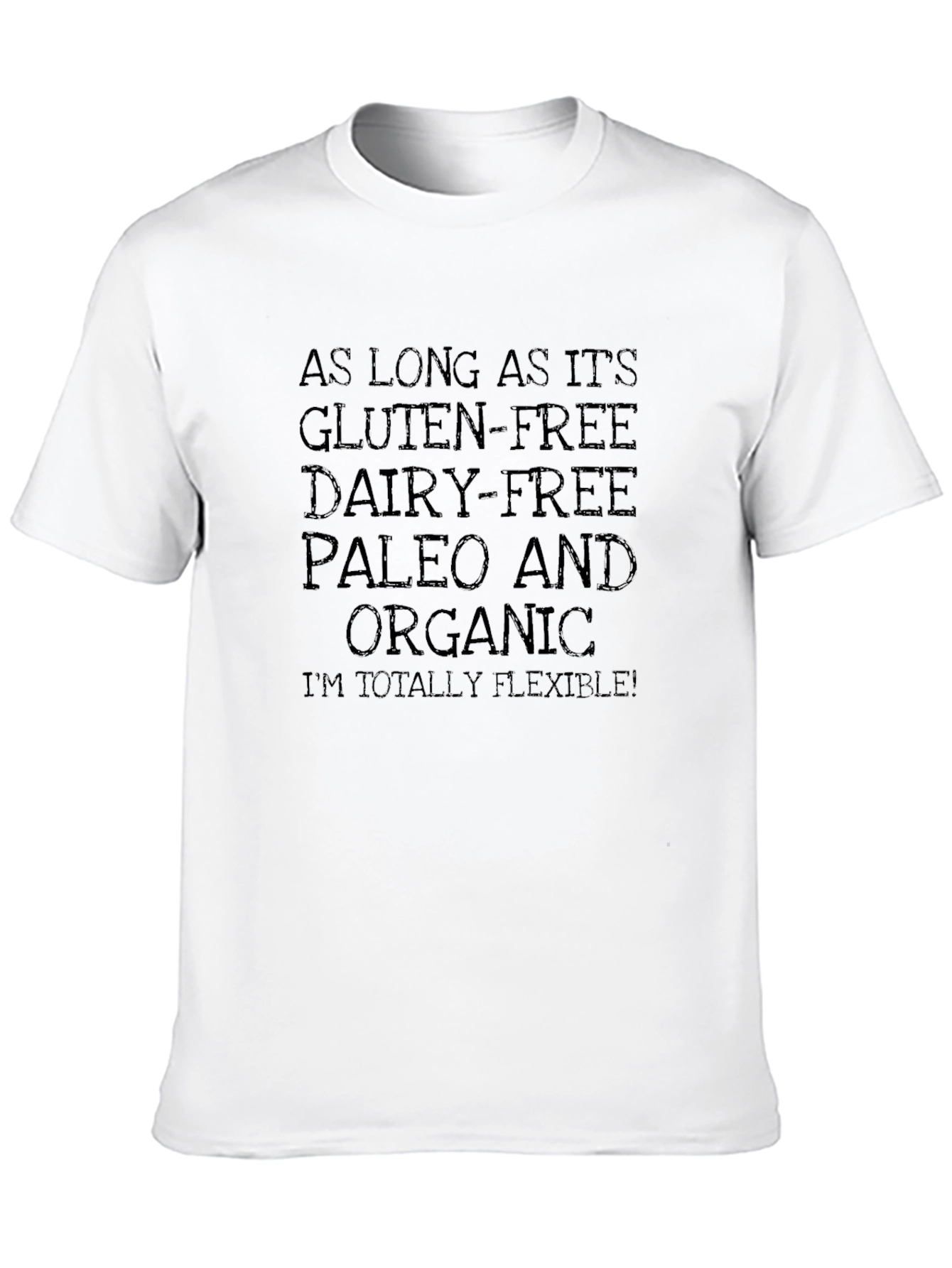 Camiseta Negra Humorística: ¡Gluten-Free Paleo y Flexible!