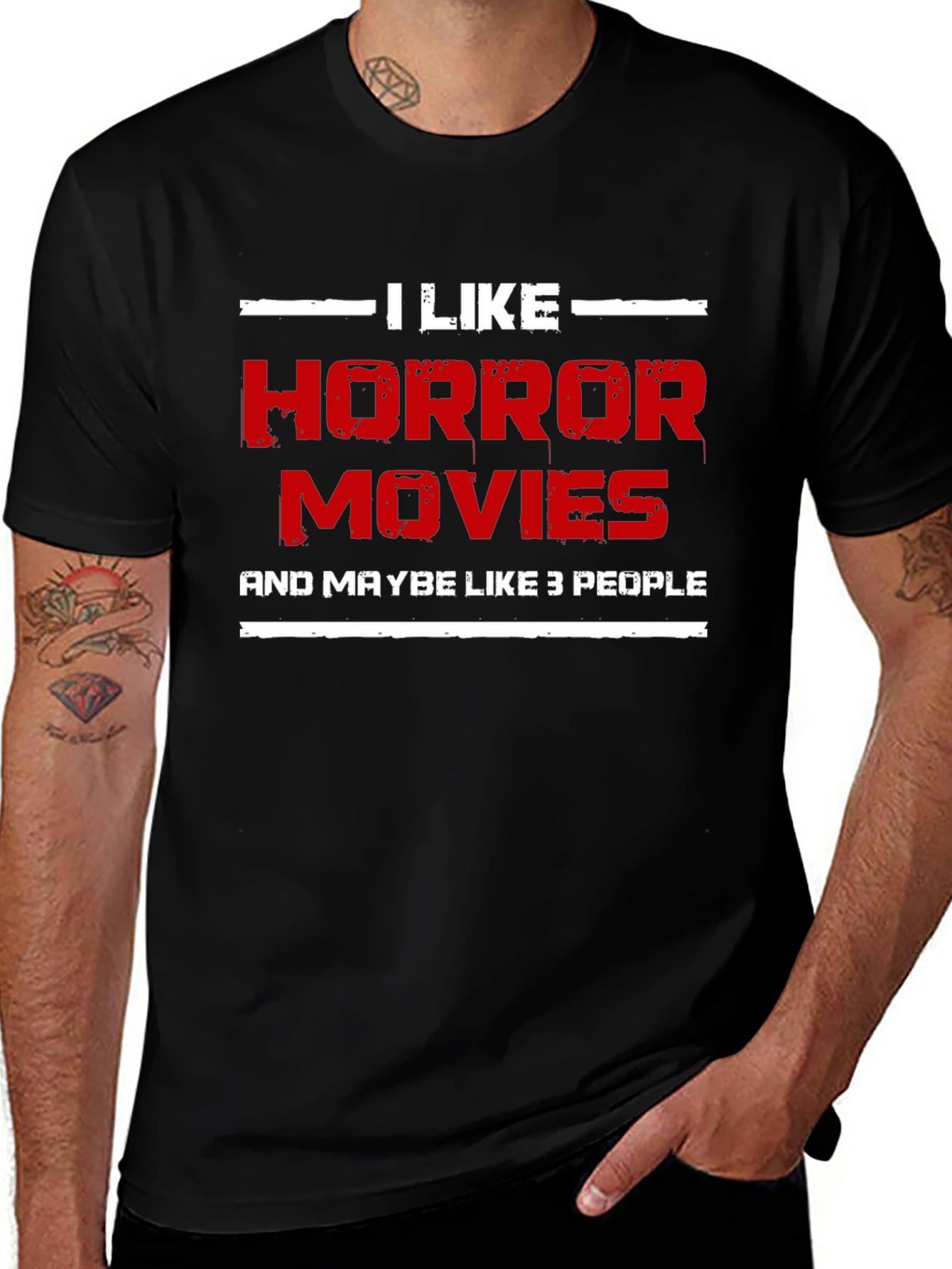 Camiseta Negra: Me Gustan las Películas de Terror