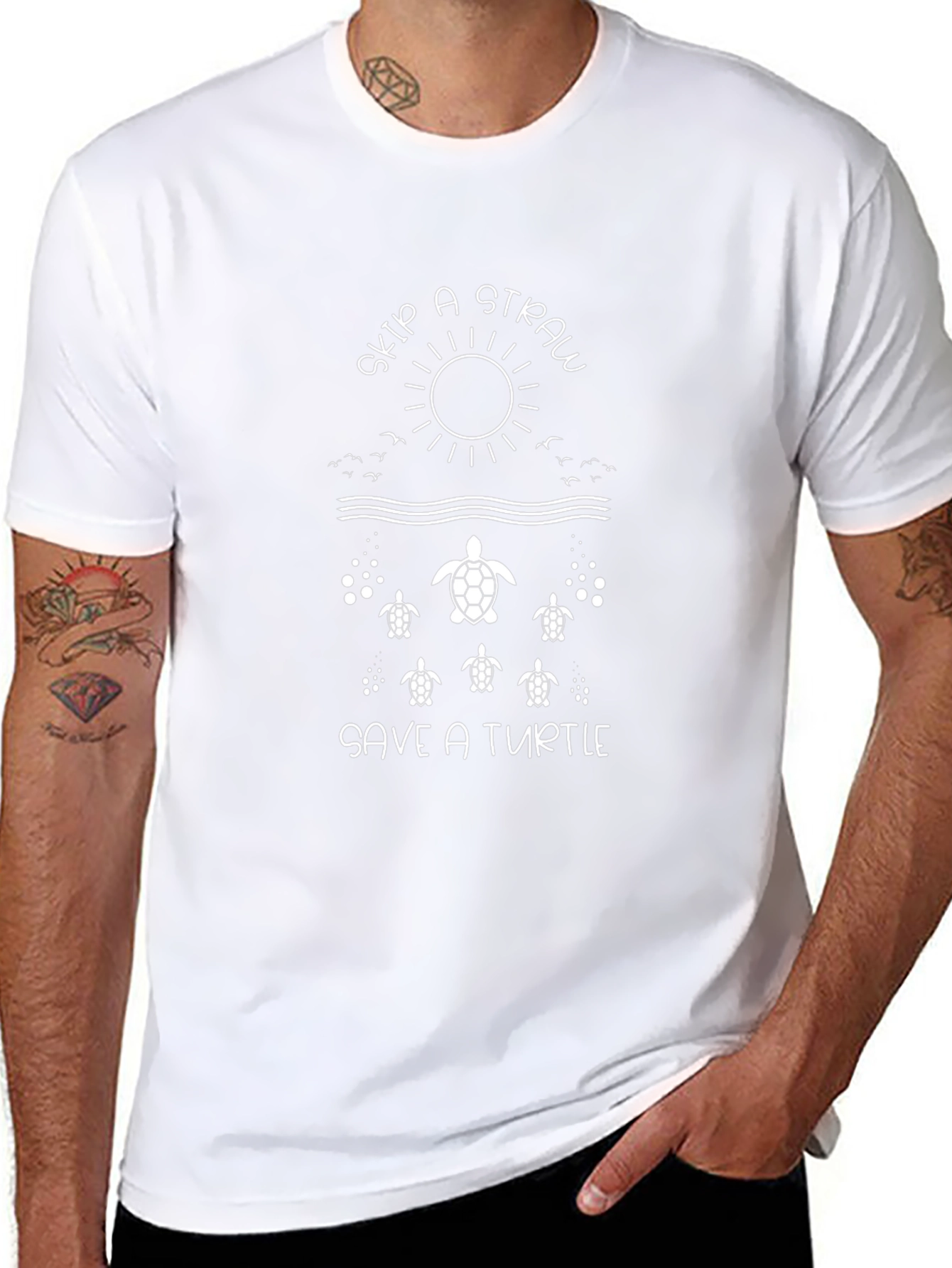 Camiseta Negra Skip a Straw Save a Turtle