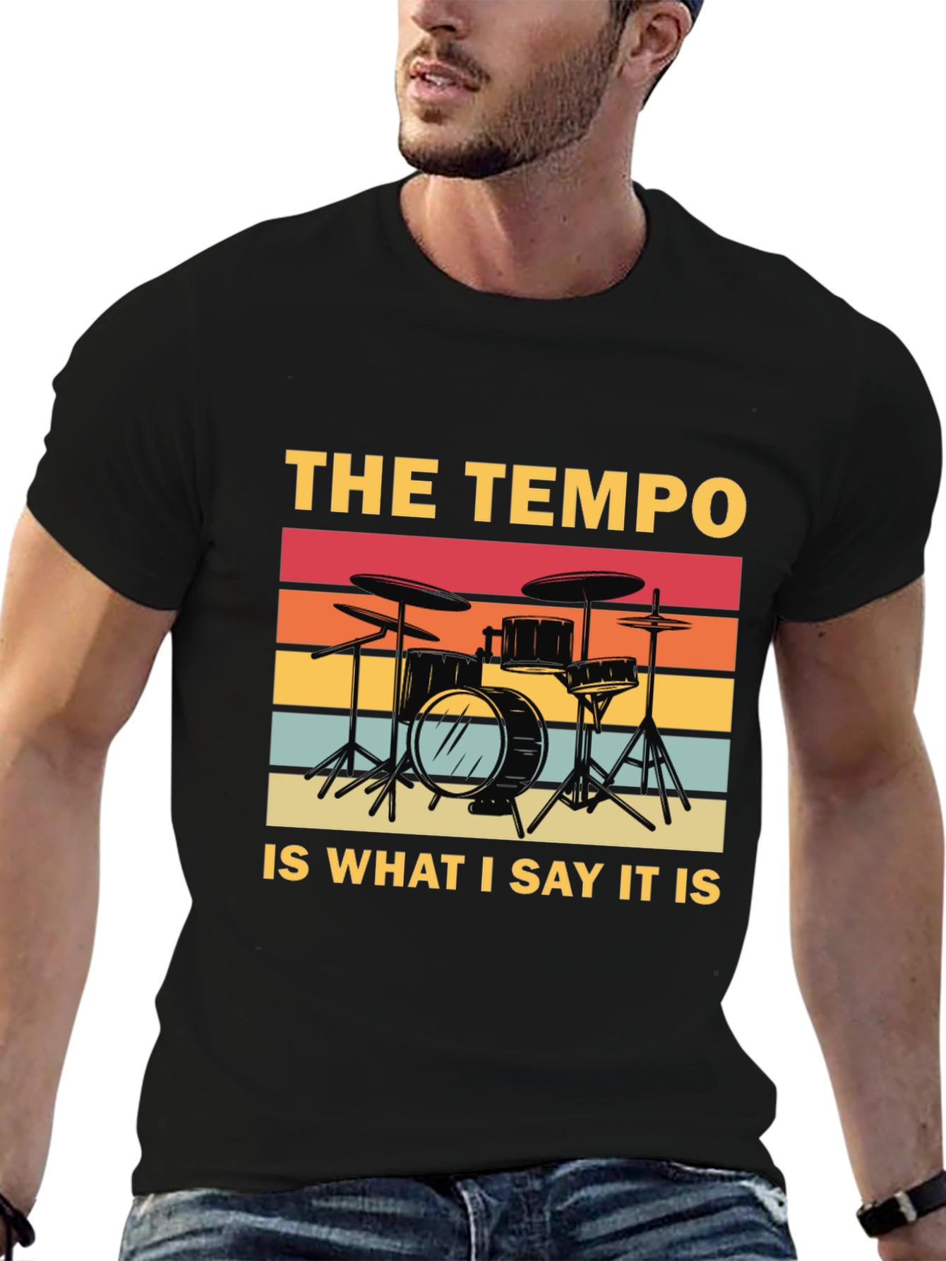 Camiseta Negra: Batería Retro - El Tempo Soy Yo