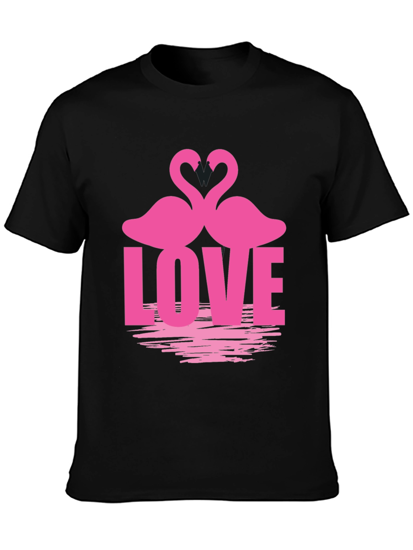 Camiseta Negra Amor Flamencos San Valentín