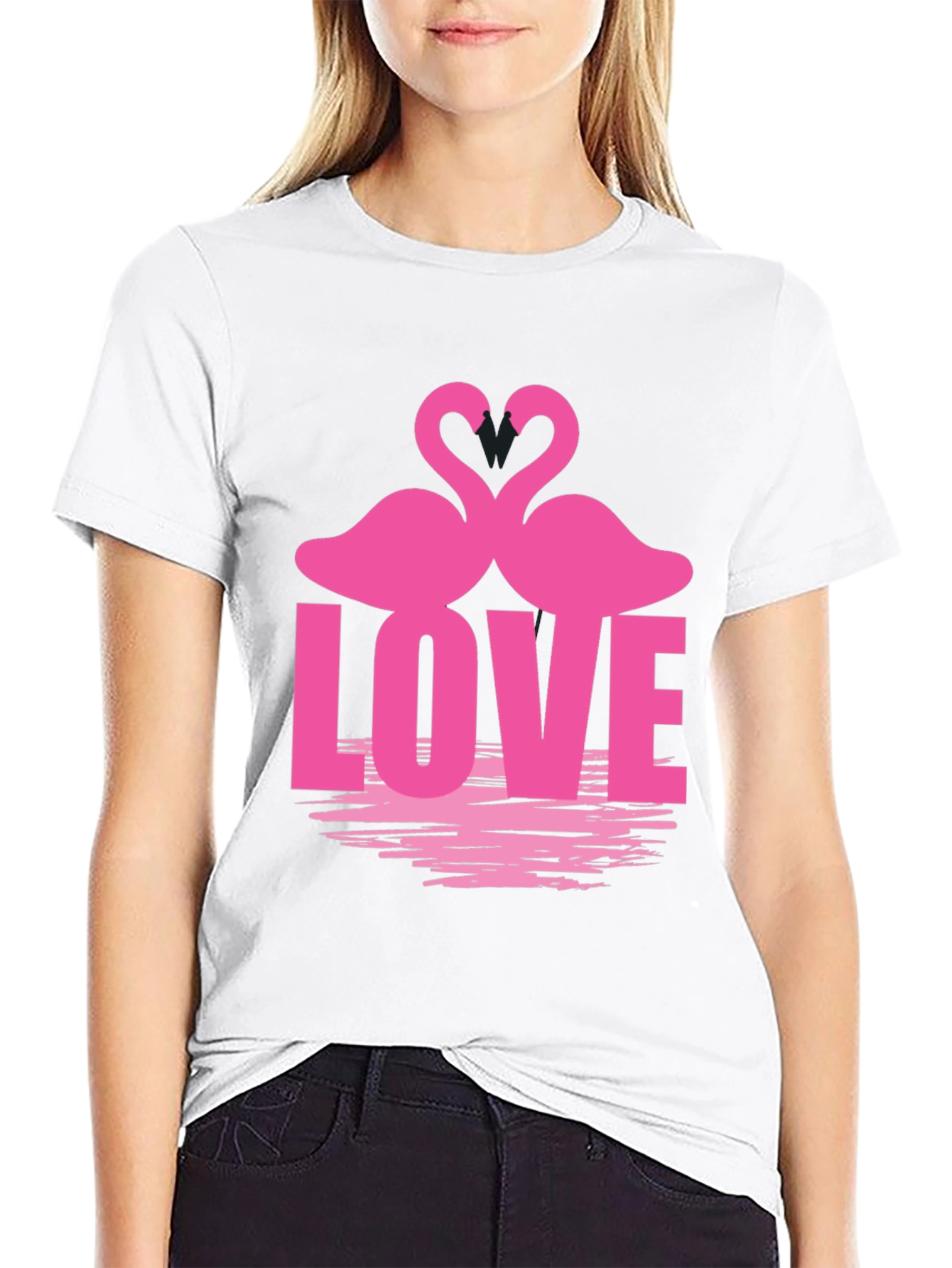 Camiseta Negra Amor Flamencos San Valentín