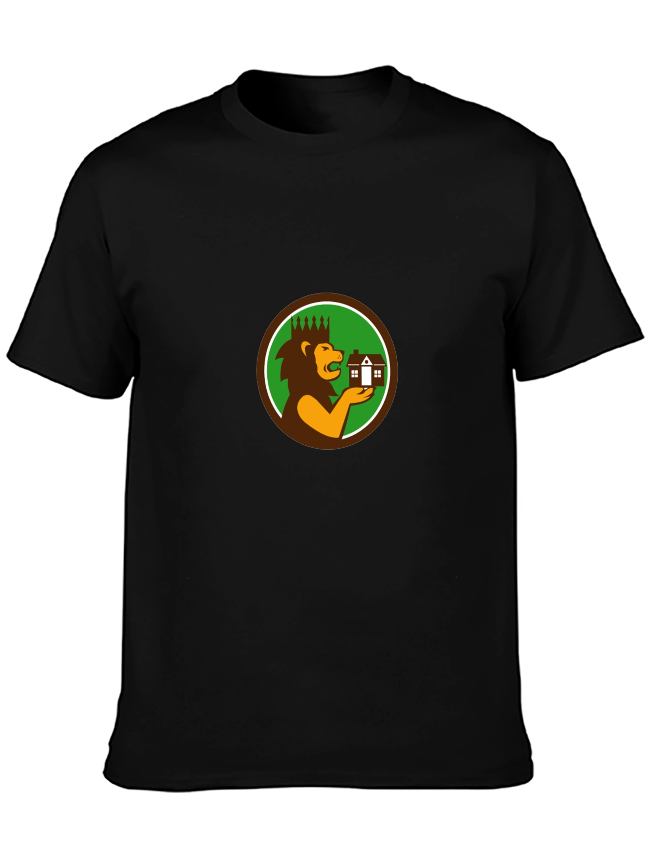 Camiseta Negra con Diseño de León Inmobiliario