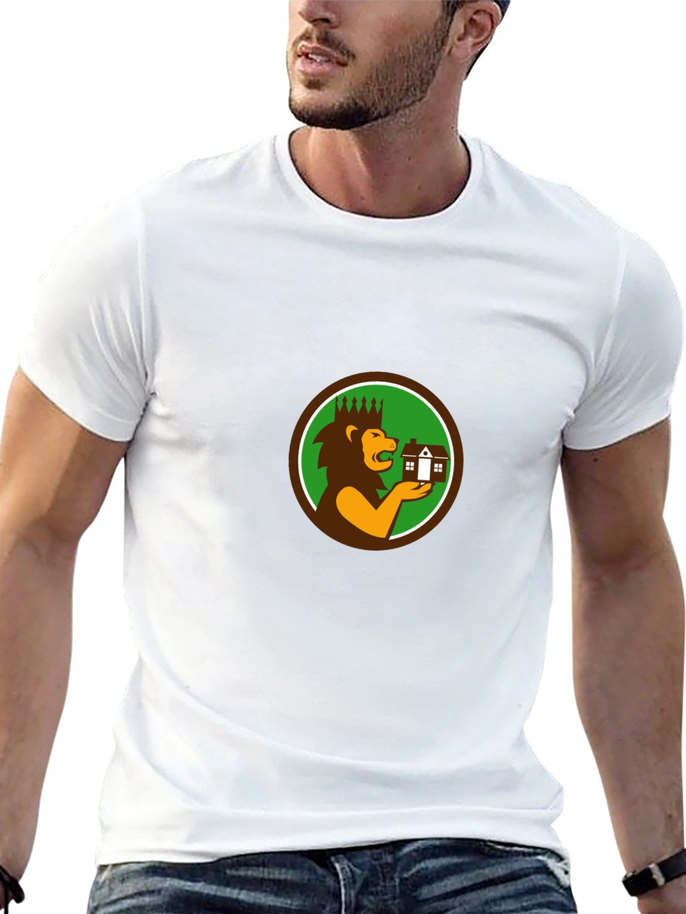 Camiseta Negra con Diseño de León Inmobiliario