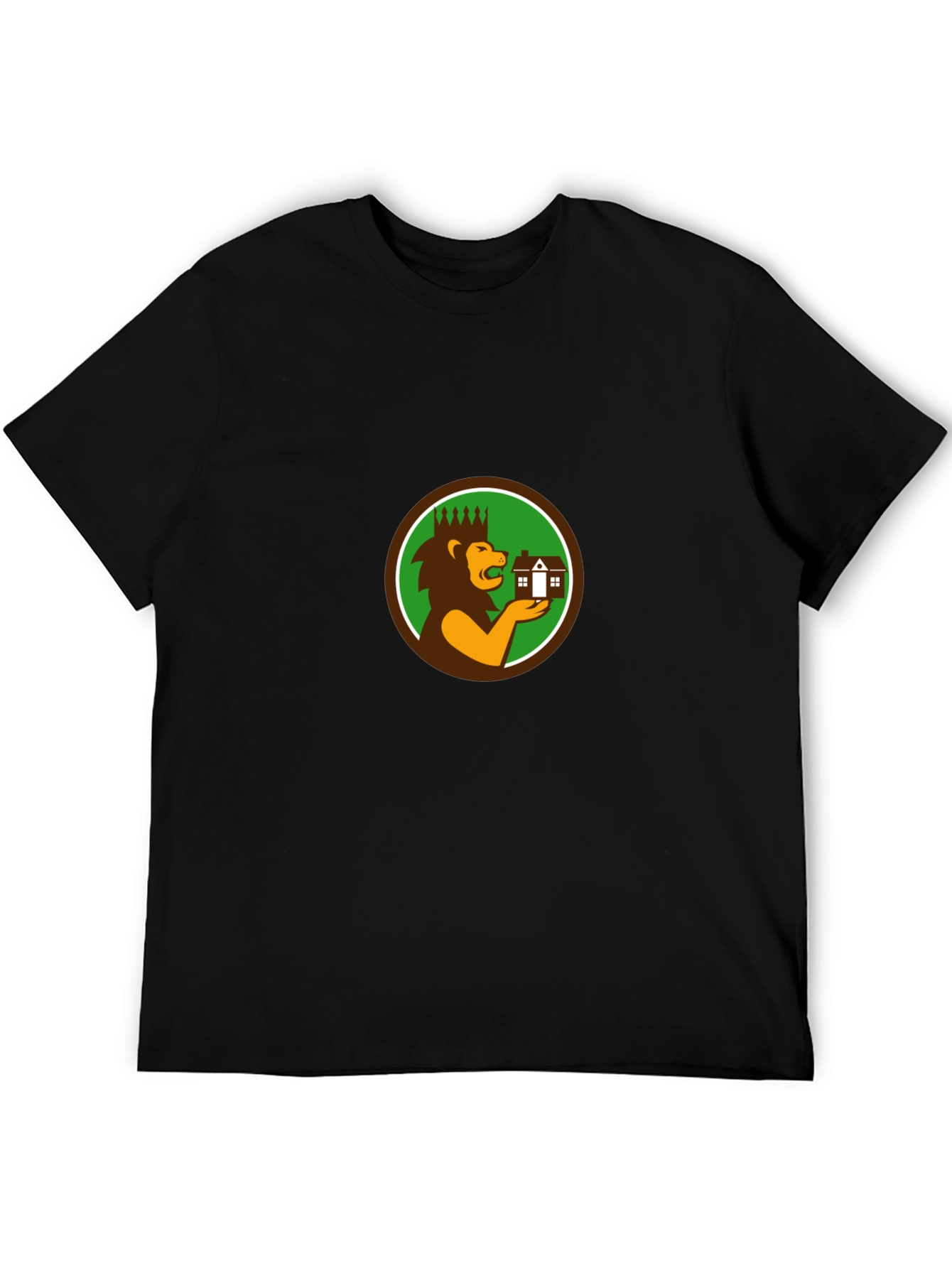 Camiseta Negra con Diseño de León Inmobiliario