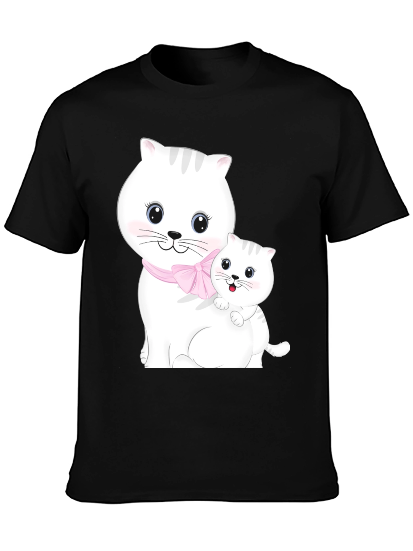 Camiseta Negra con Diseño de Gatos Adorables