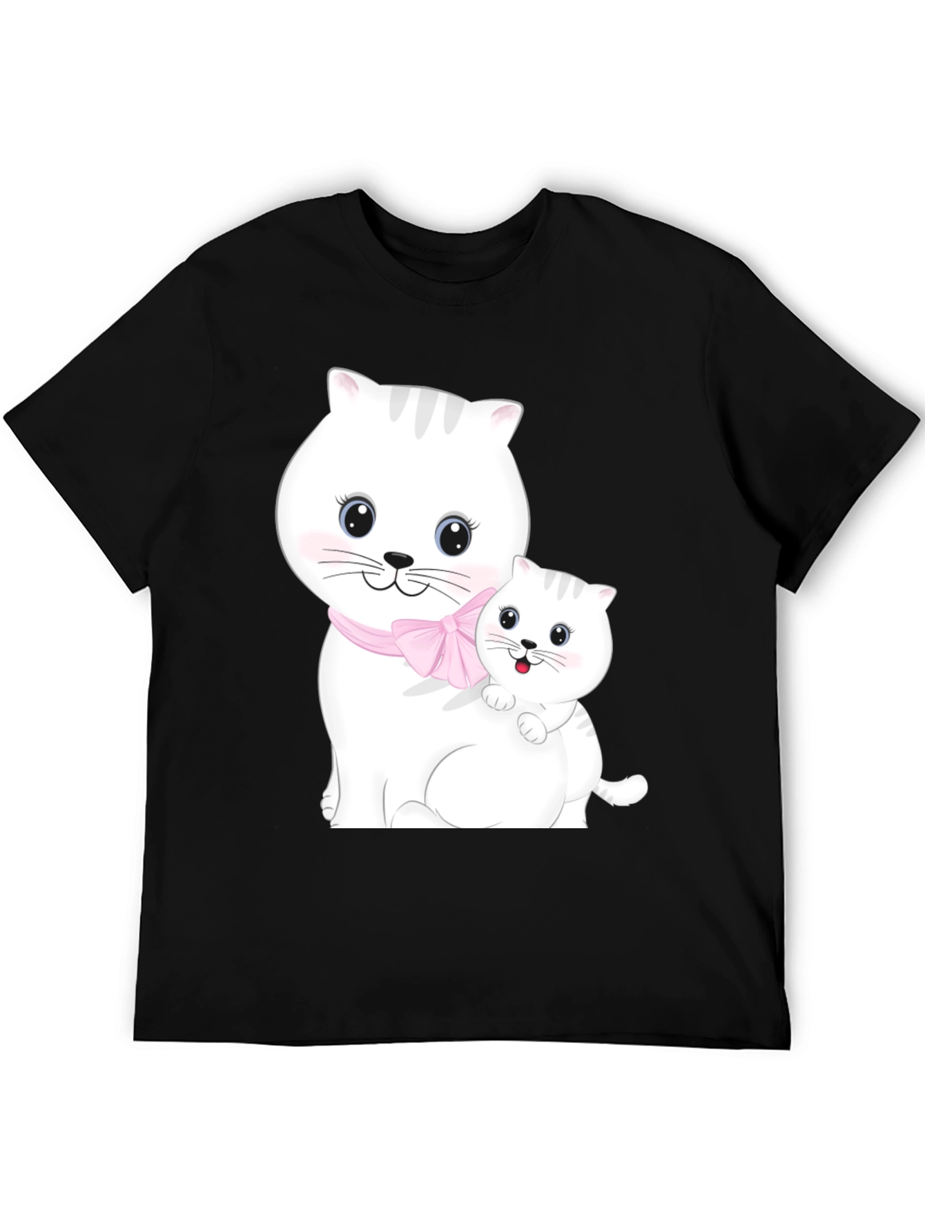 Camiseta Negra con Diseño de Gatos Adorables