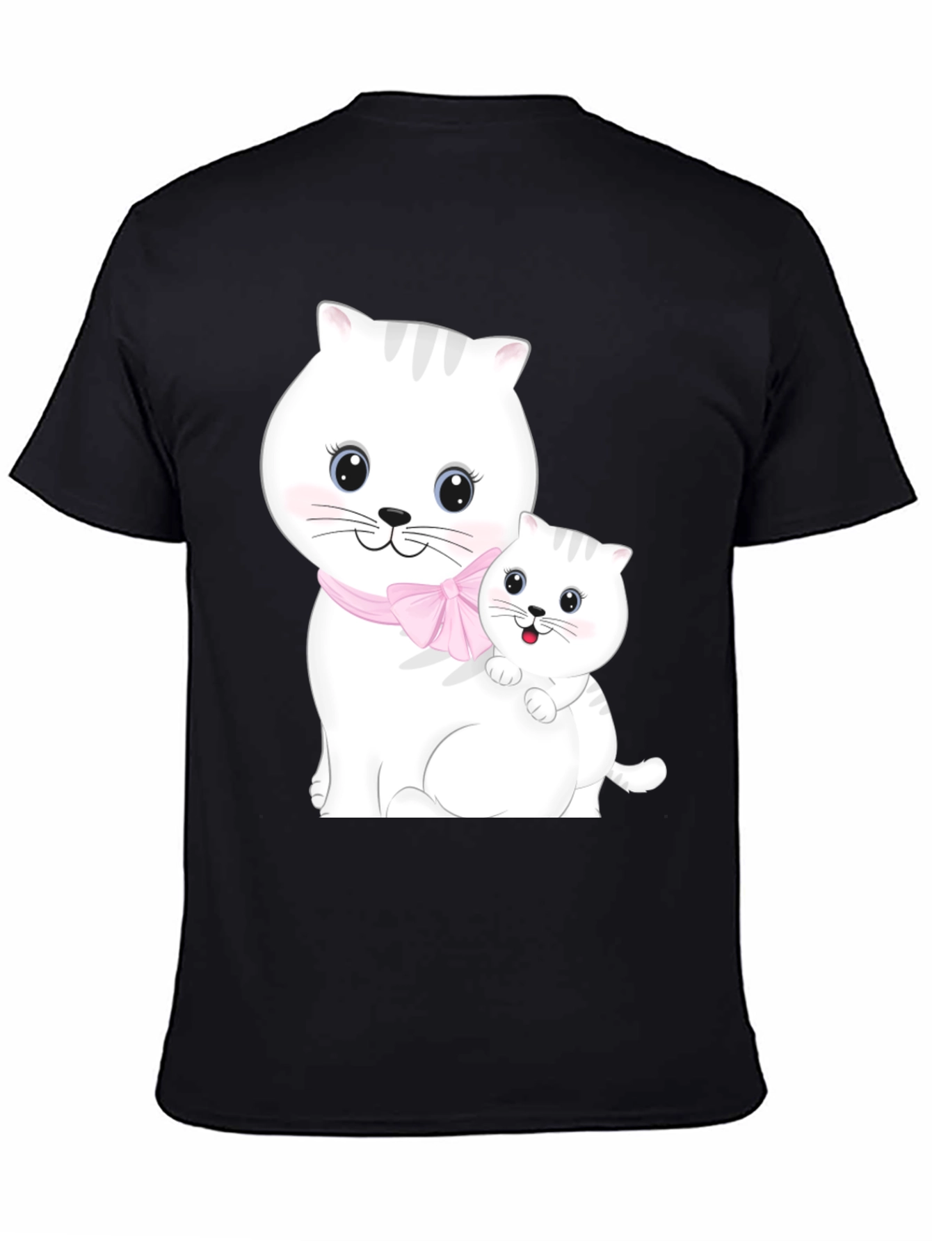Camiseta Negra con Diseño de Gatos Adorables