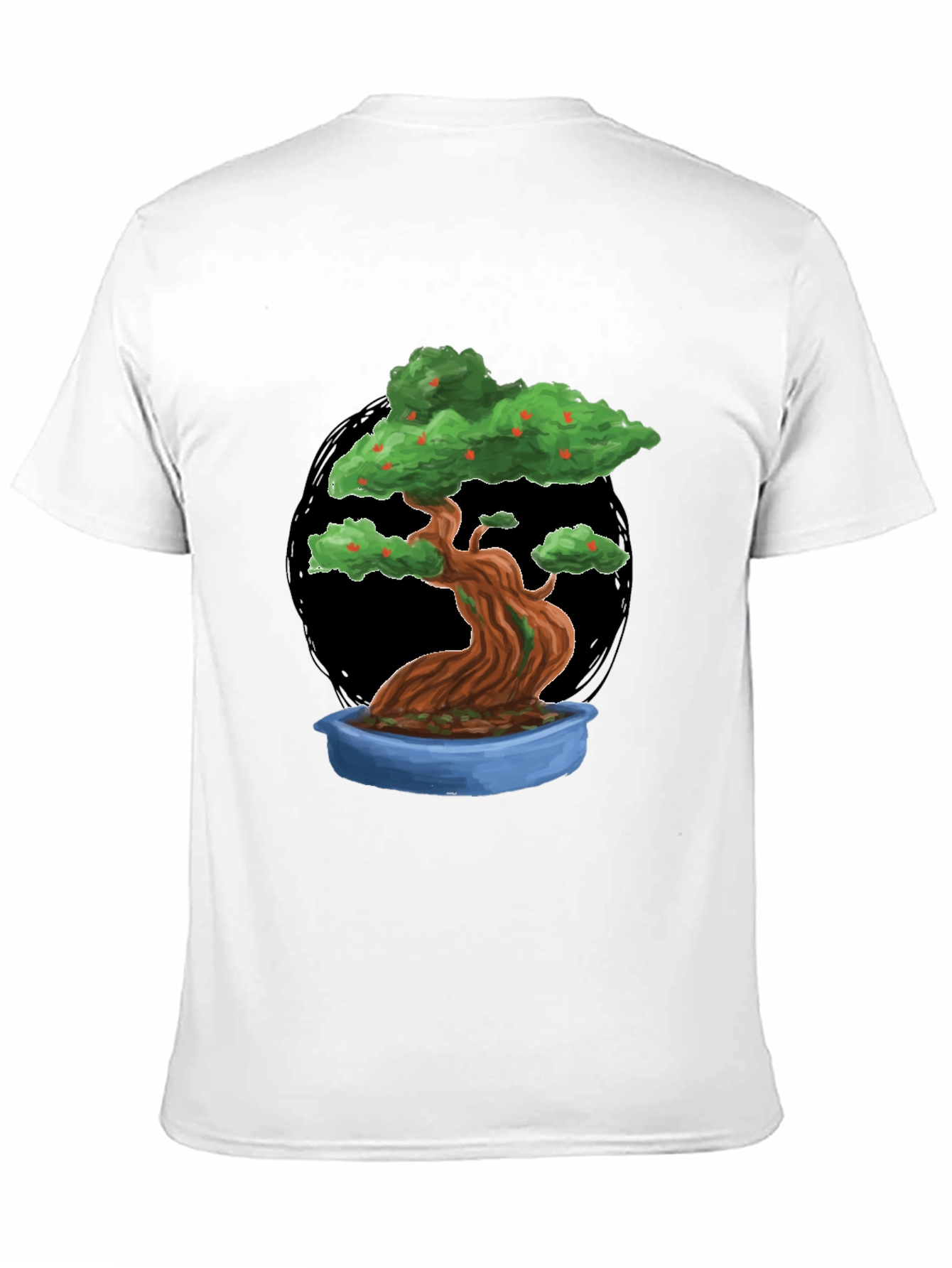 Camiseta Negra con Diseño de Bonsái Frutal