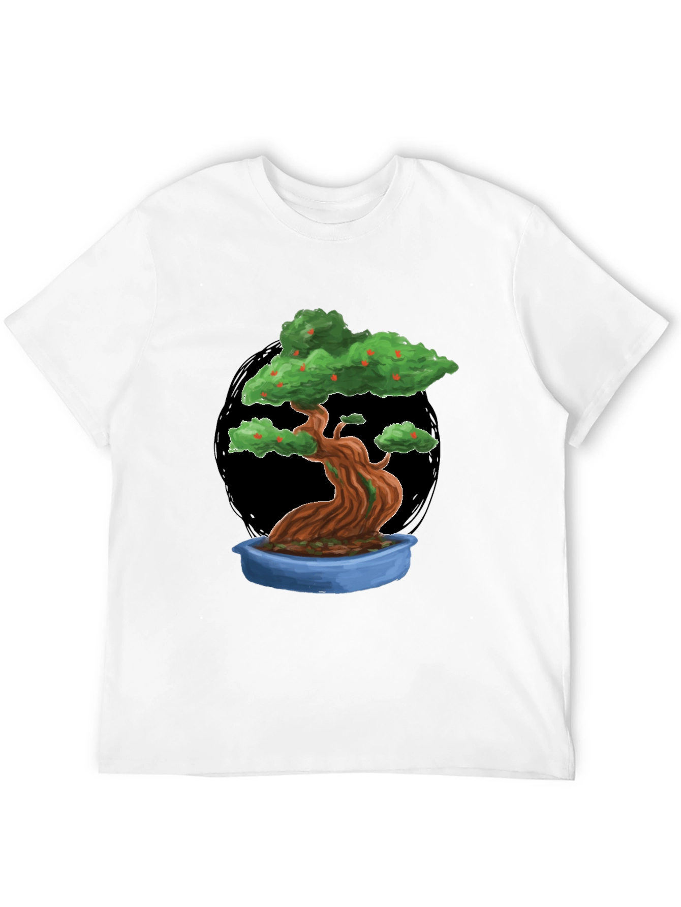 Camiseta Negra con Diseño de Bonsái Frutal