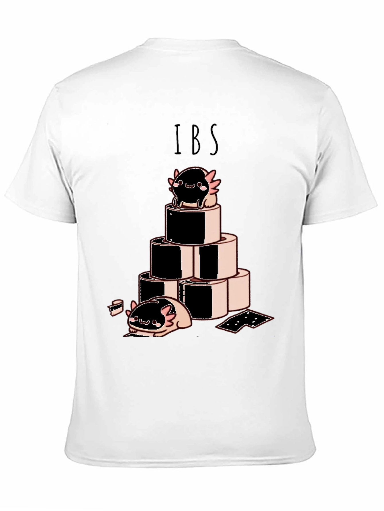 Camiseta Negra IBS con Dibujo Axolotl y Rollos