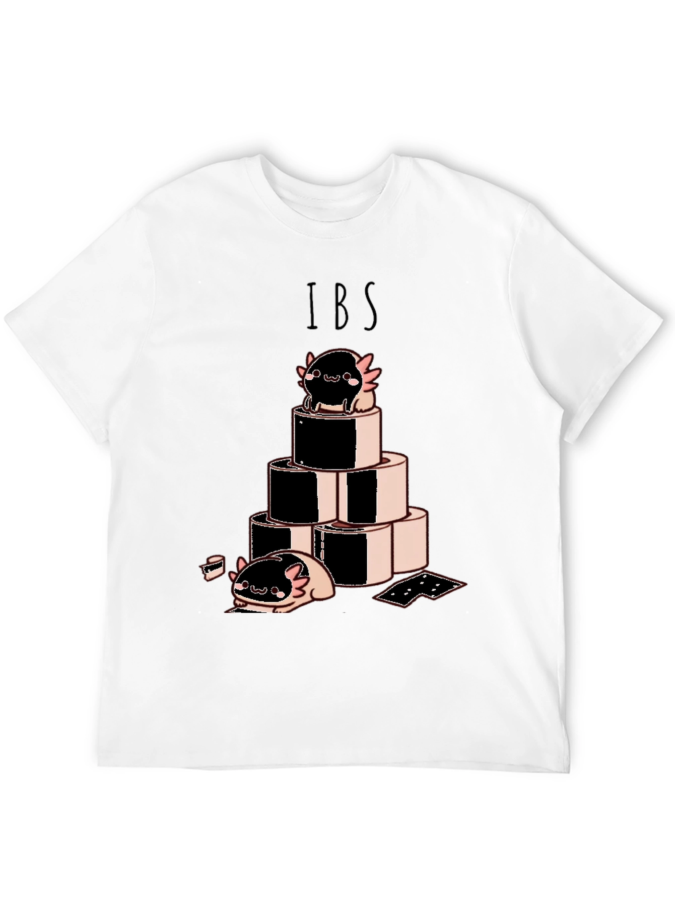 Camiseta Negra IBS con Dibujo Axolotl y Rollos
