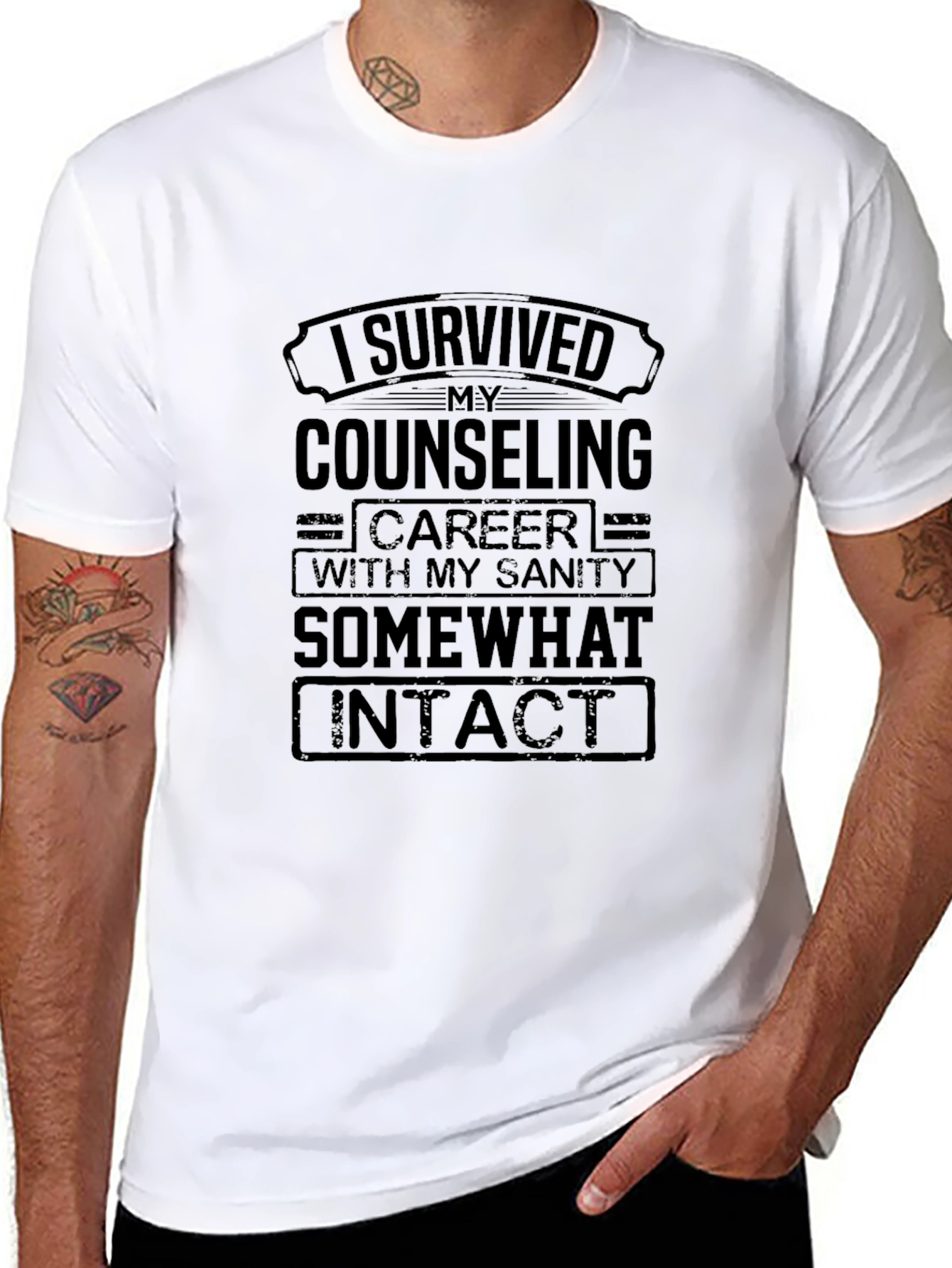 Camiseta Negra Humorístico Consejero - Superviviente