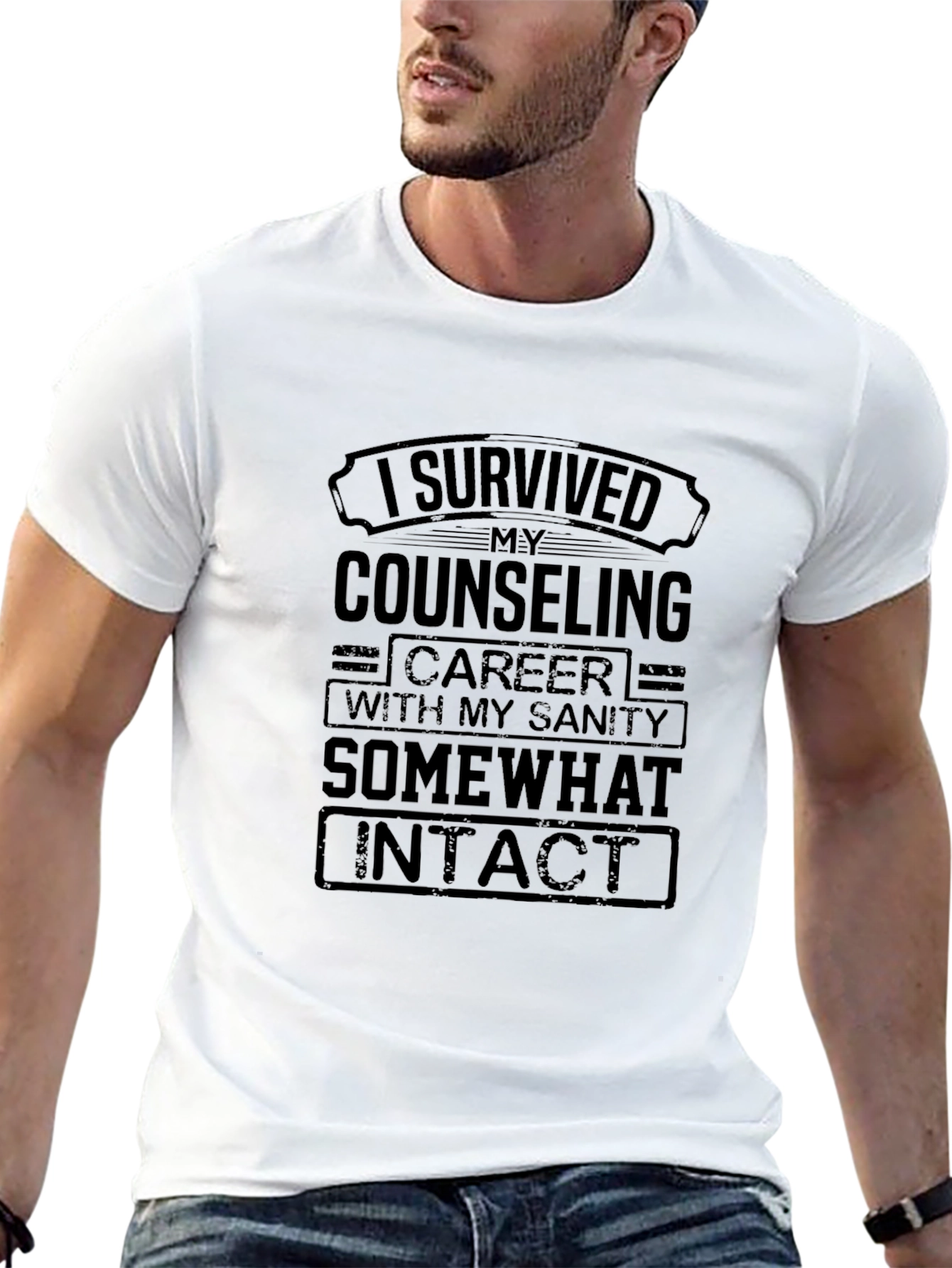 Camiseta Negra Humorístico Consejero - Superviviente