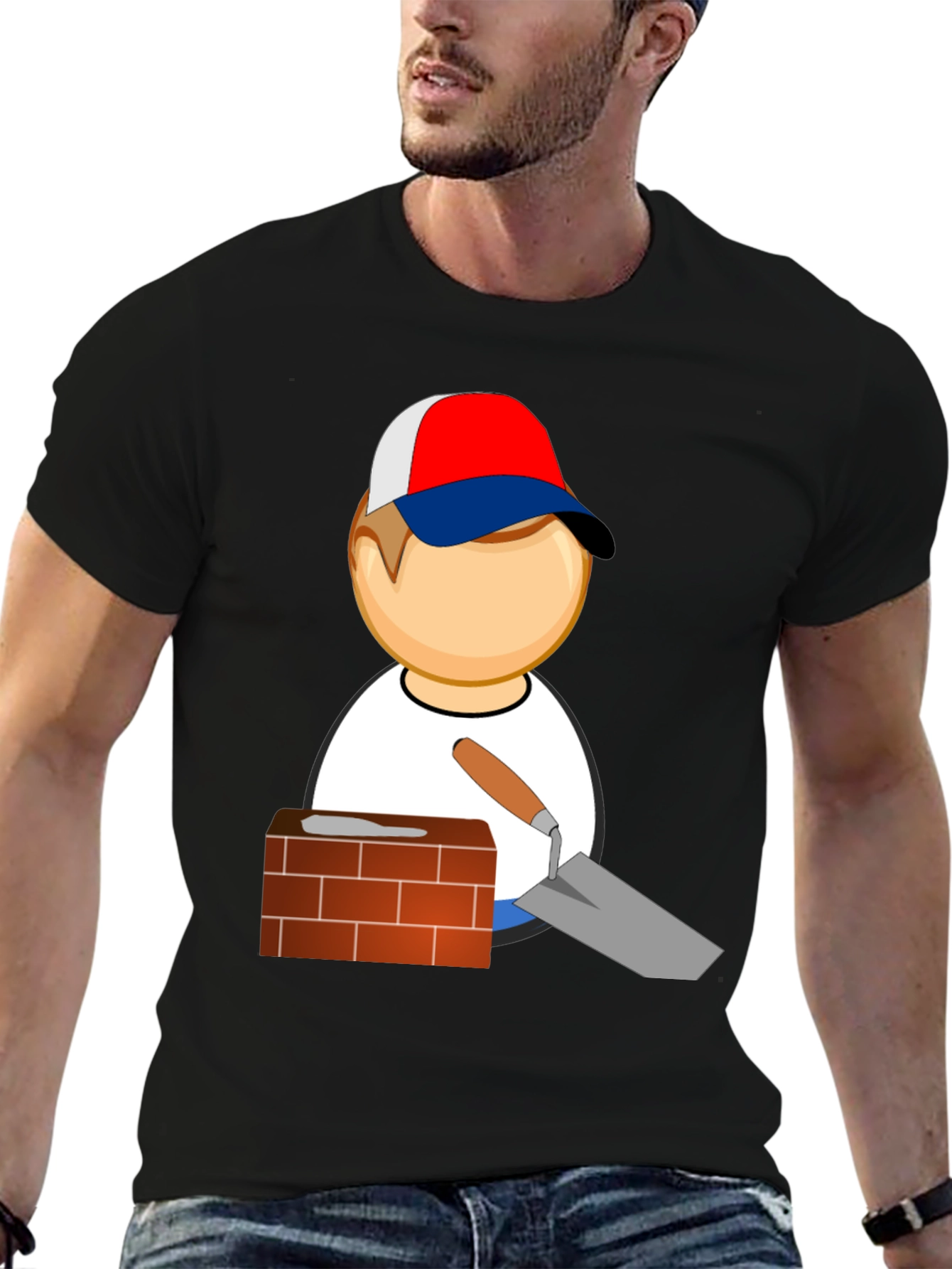 Camiseta Negra con Diseño de Constructor