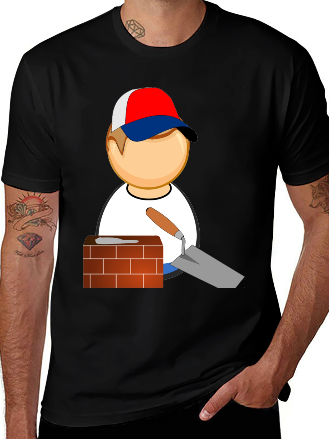 Camiseta Negra con Diseño de Constructor