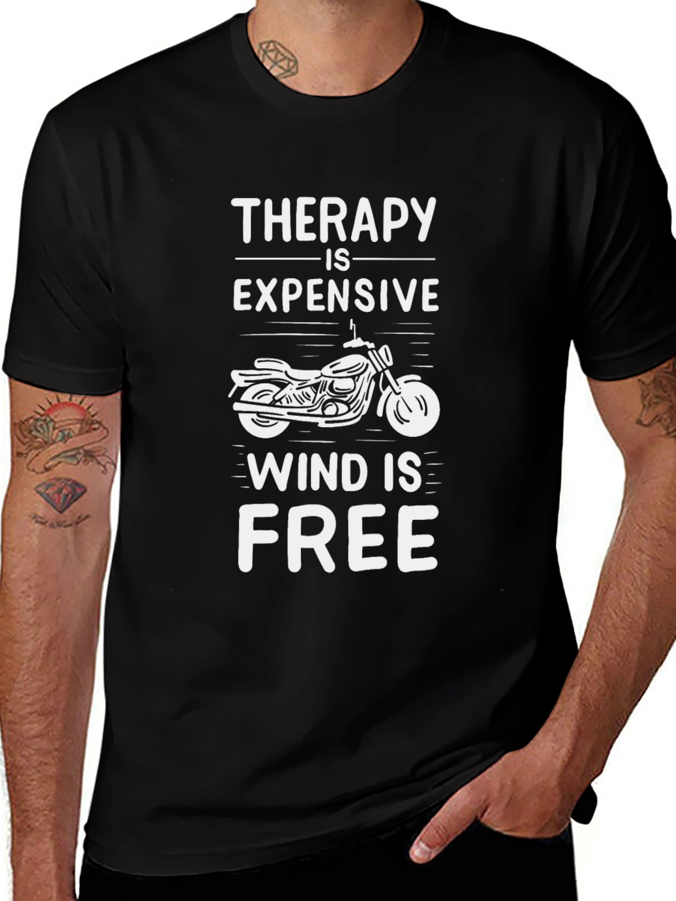 Camiseta Negra Motociclismo: Terapia Barata